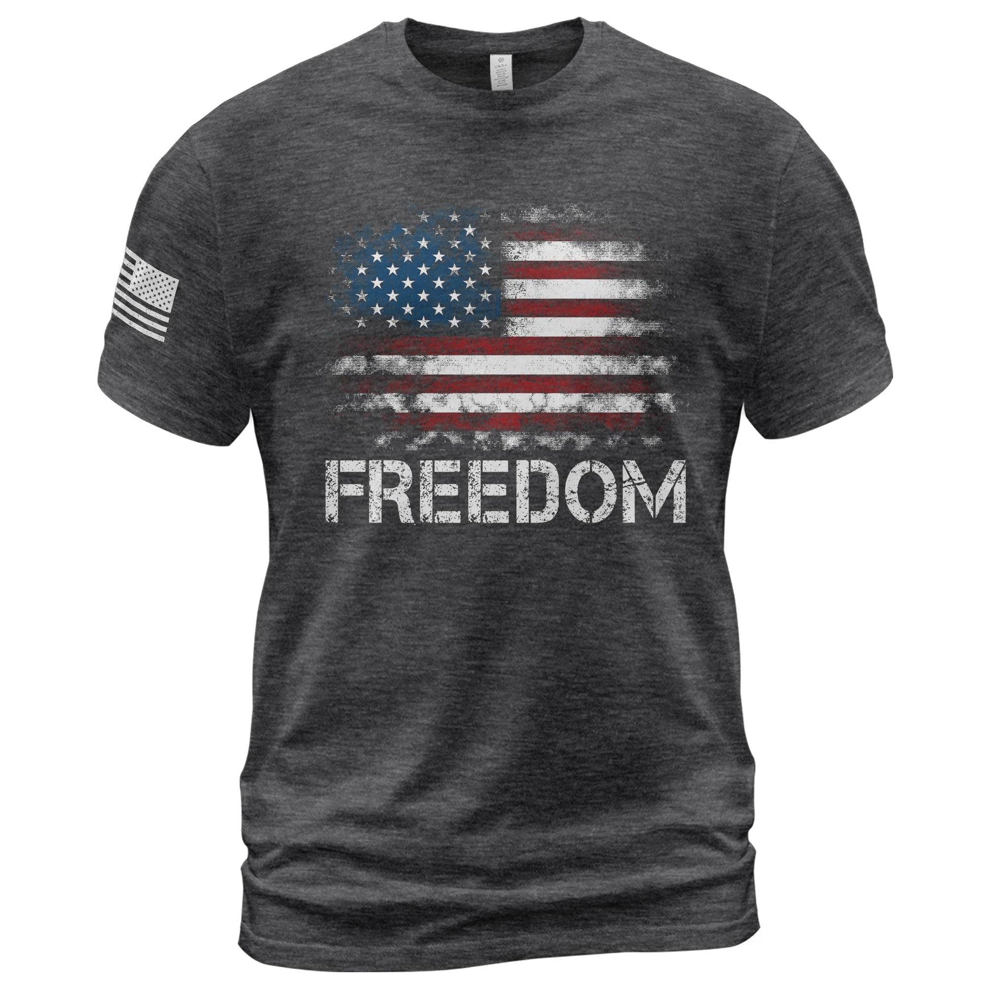 Freedom Distressed American Flag Bold Patriotic T-Shirt - Rust Field Wear
