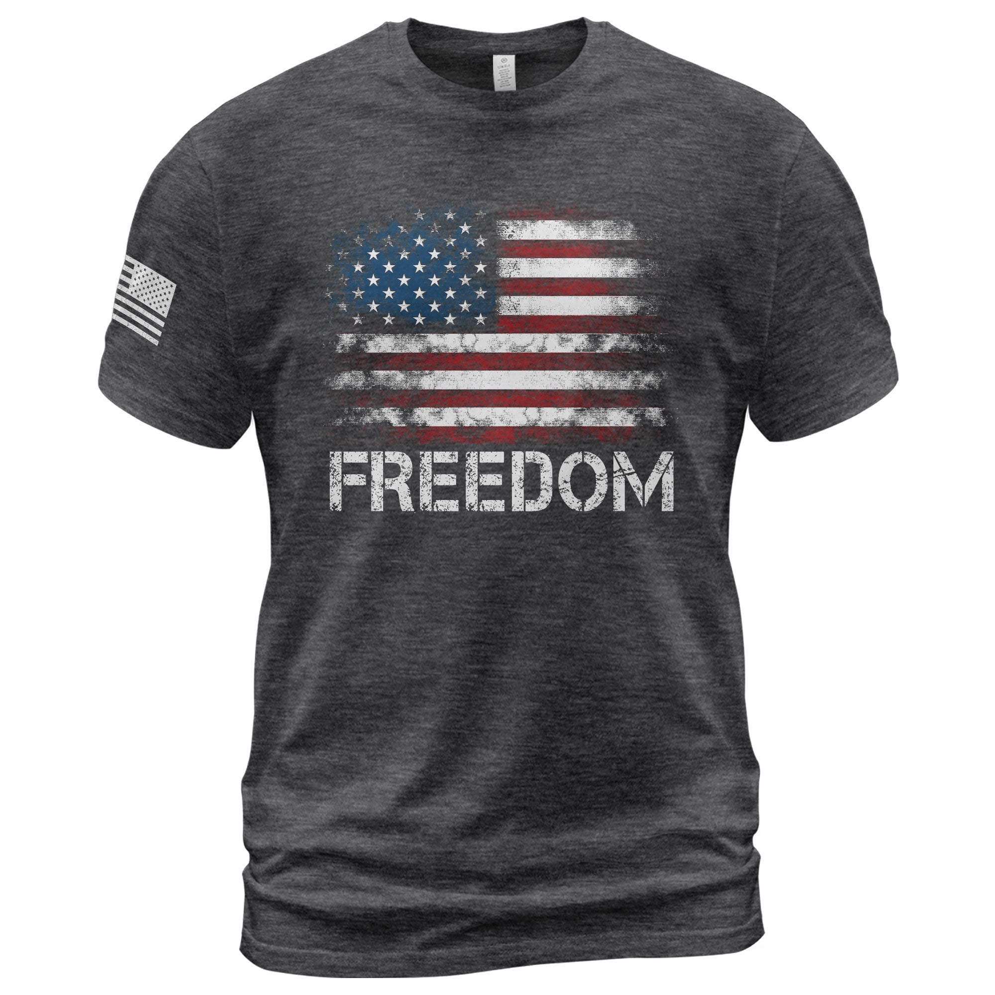 Freedom Distressed American Flag Bold Patriotic T-Shirt