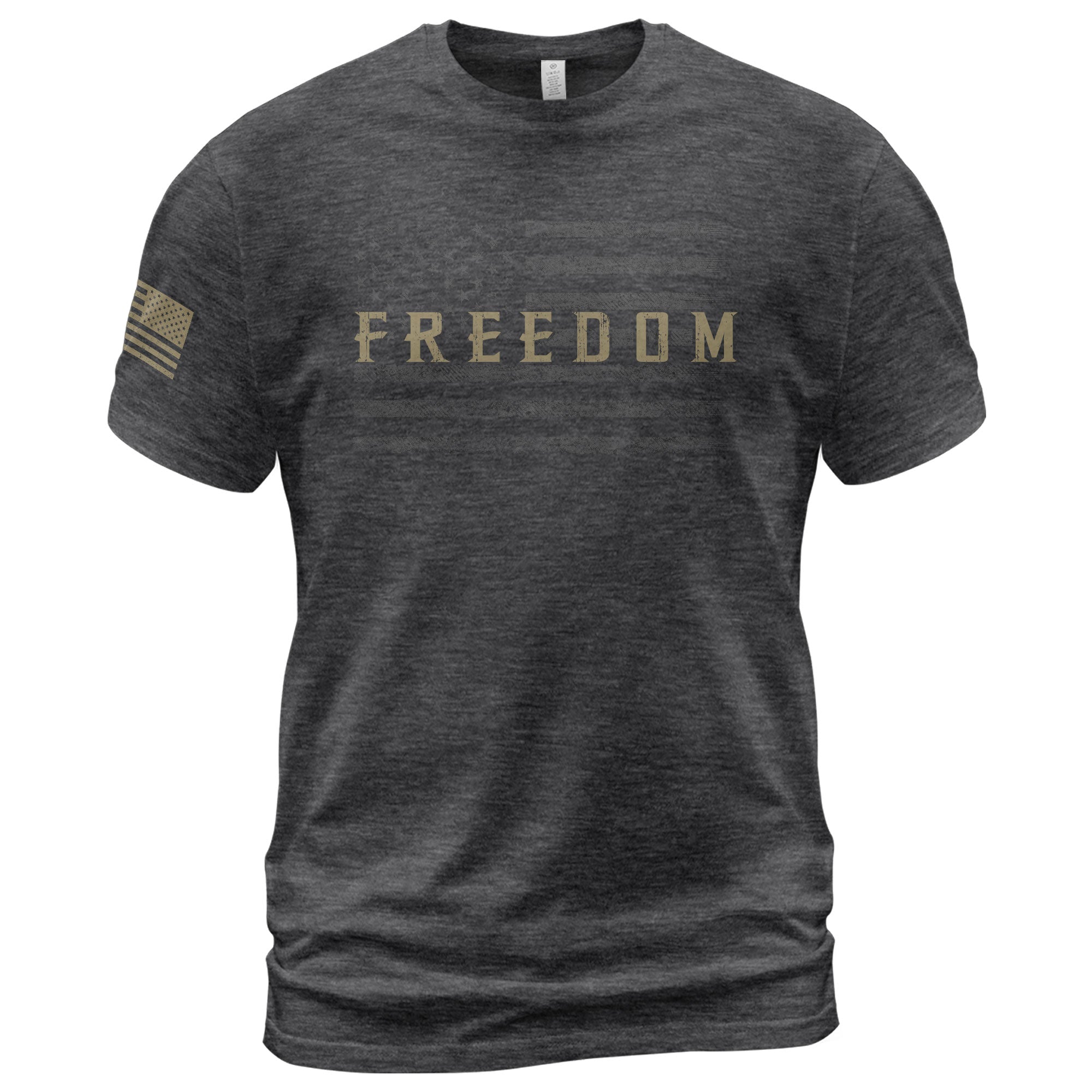 Freedom Distressed American Flag Military Style T-Shirt