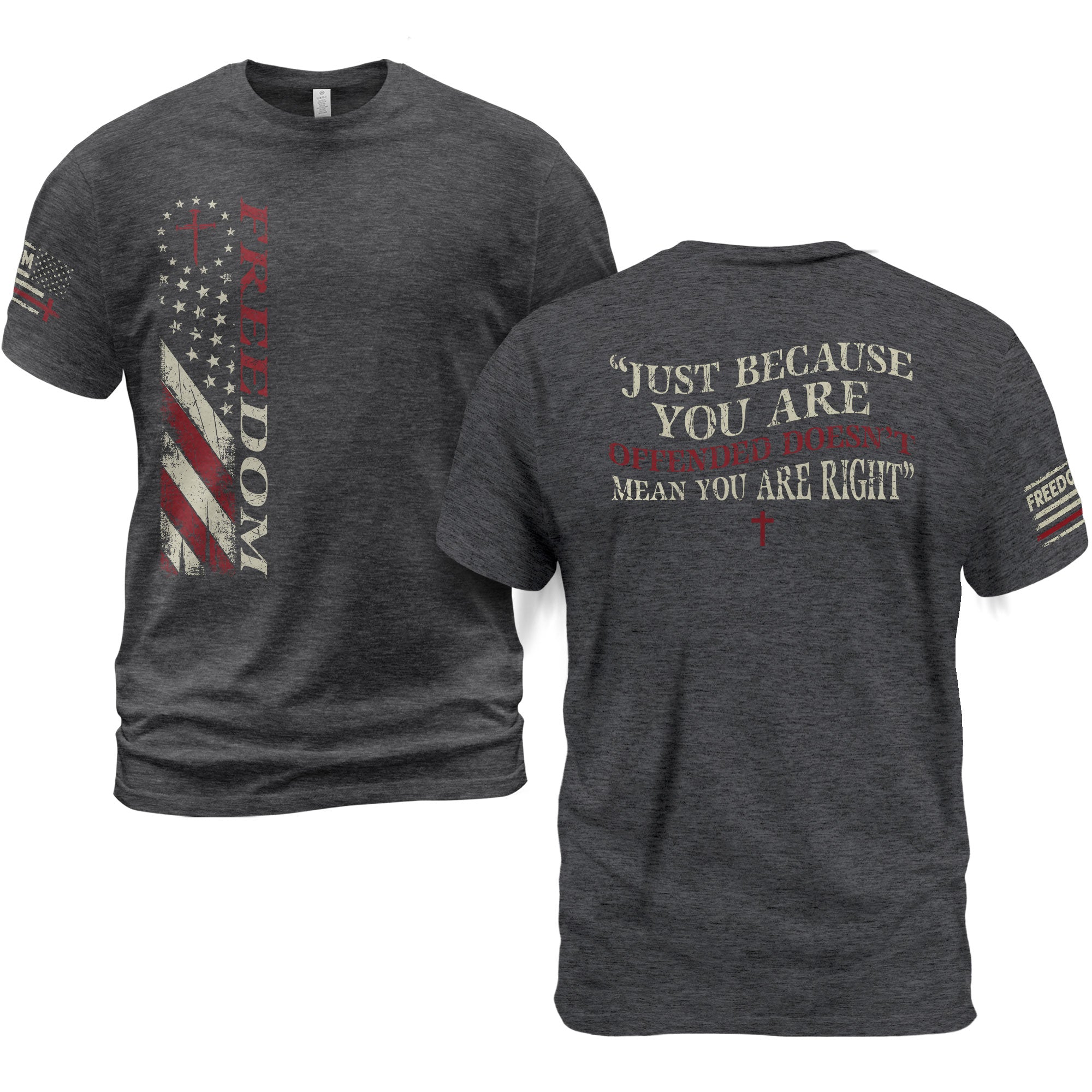 Freedom Memorial Patriotic American Flag & Bold Quote T-Shirt