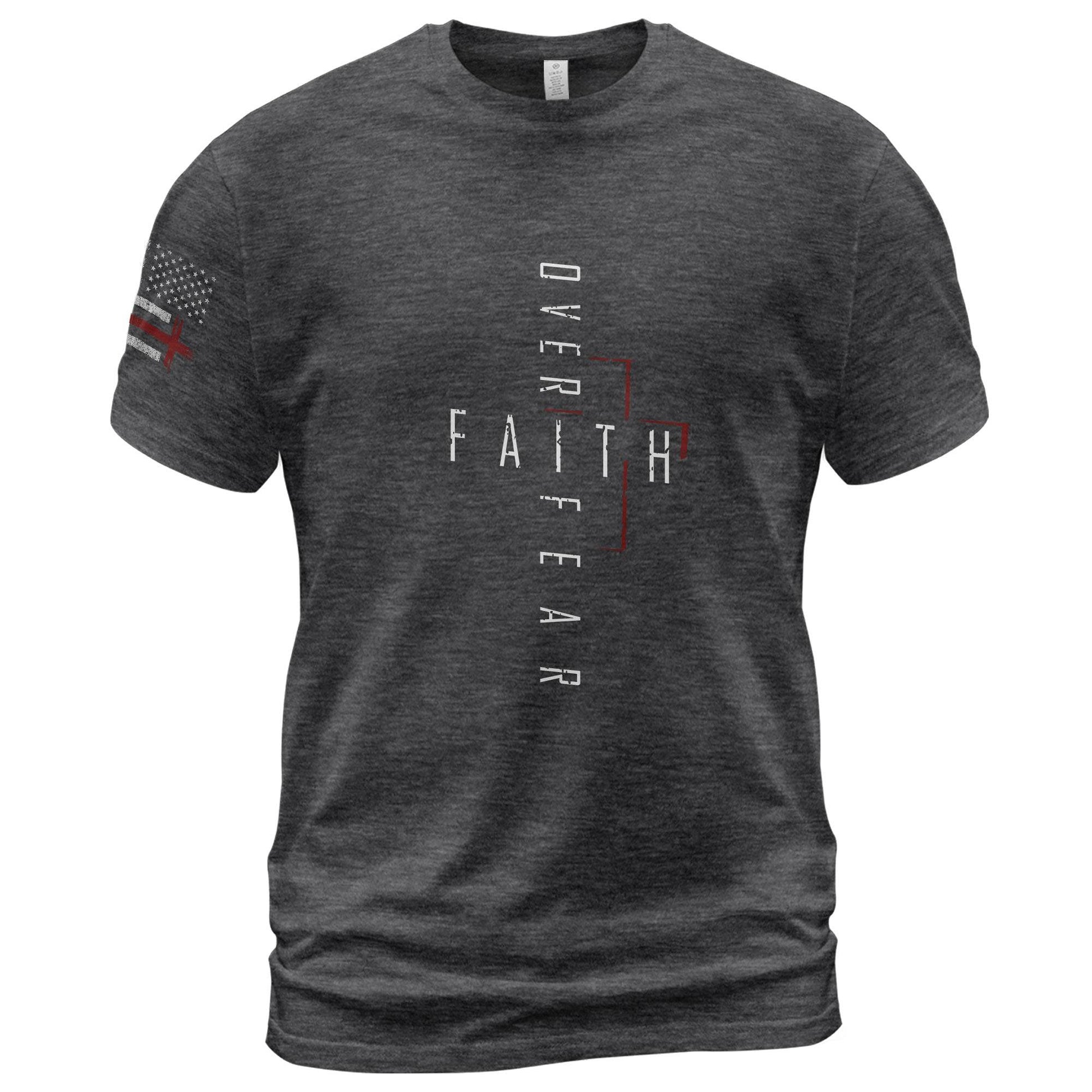 Faith Over Fear Vertical Cross Modern Design T-Shirt - Rust Field Wear