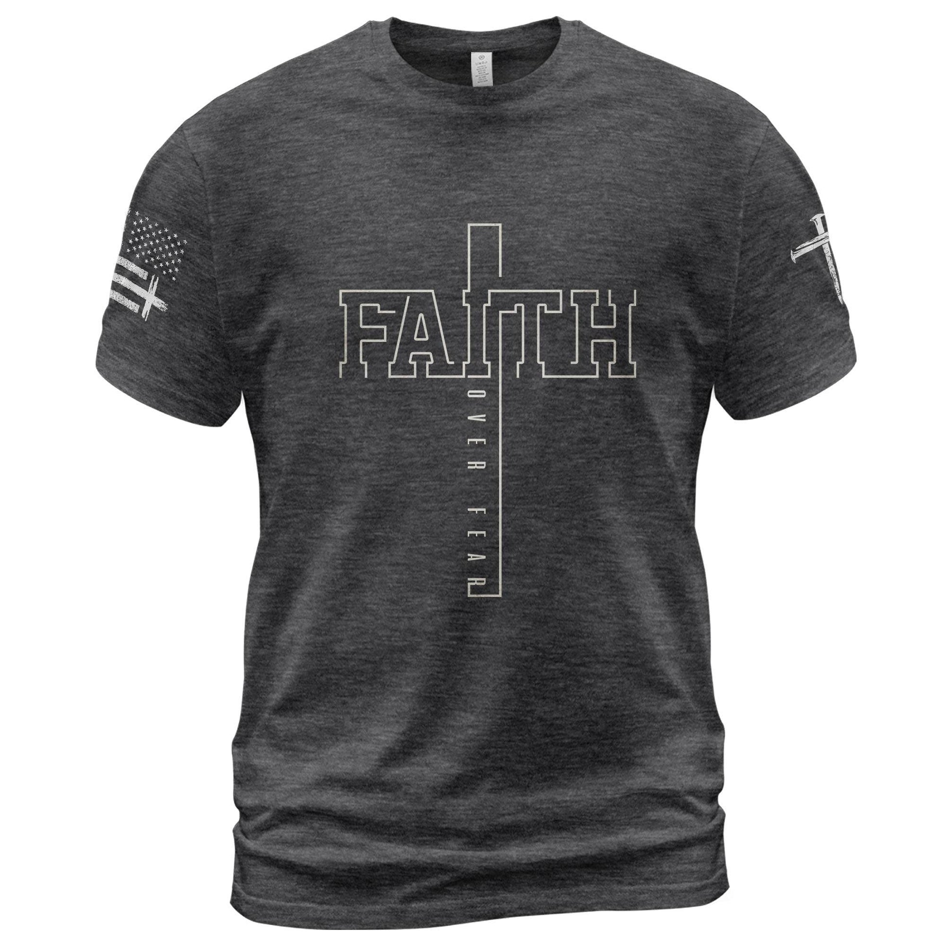 Faith Over Fear Bold Cross Typography T-Shirt - Rust Field Wear