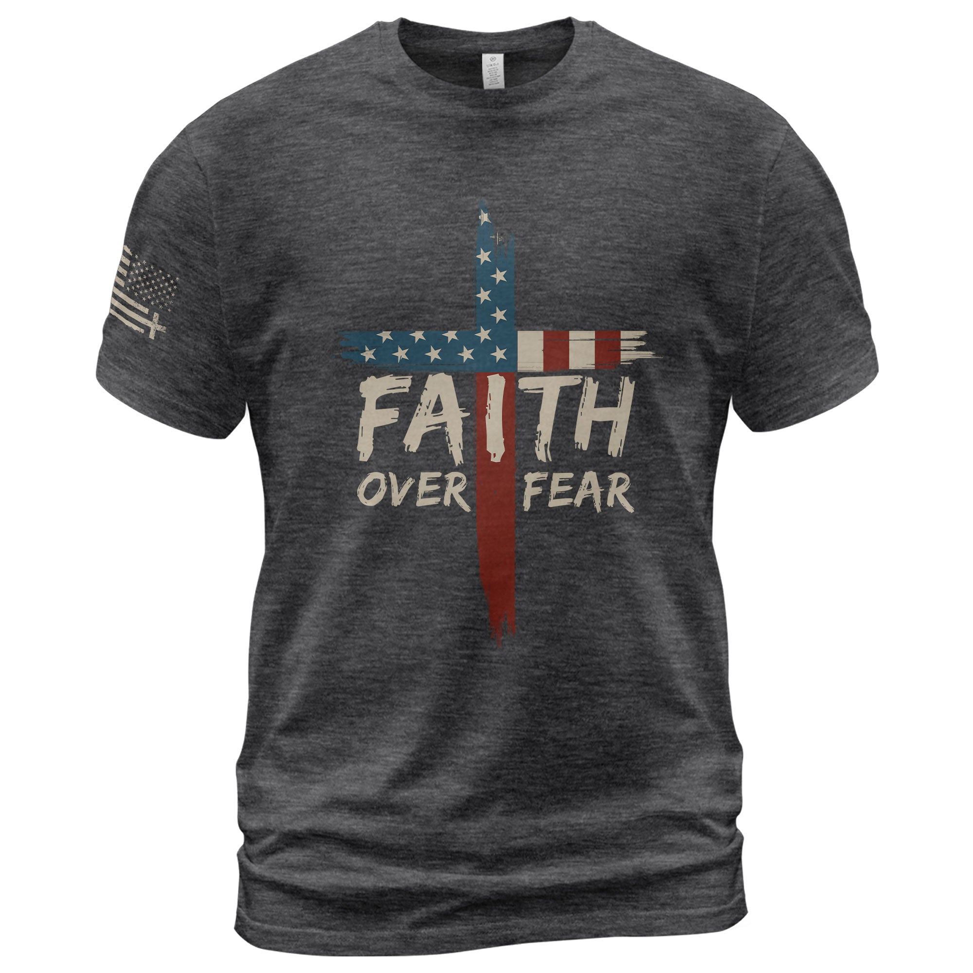 Faith Over Fear USA Flag Cross Christian T-Shirt