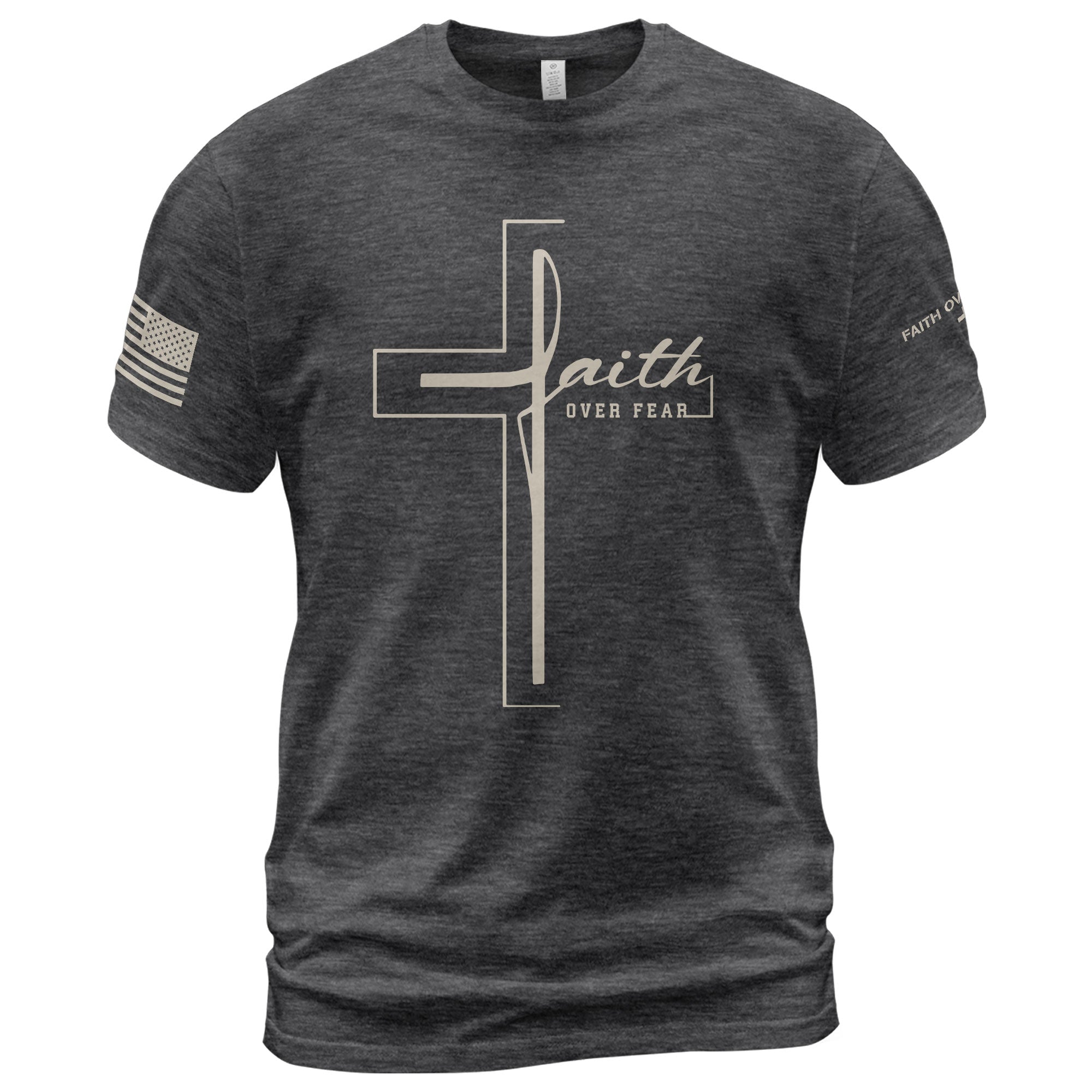 Minimal Cross Faith Over Fear Christian T-Shirt