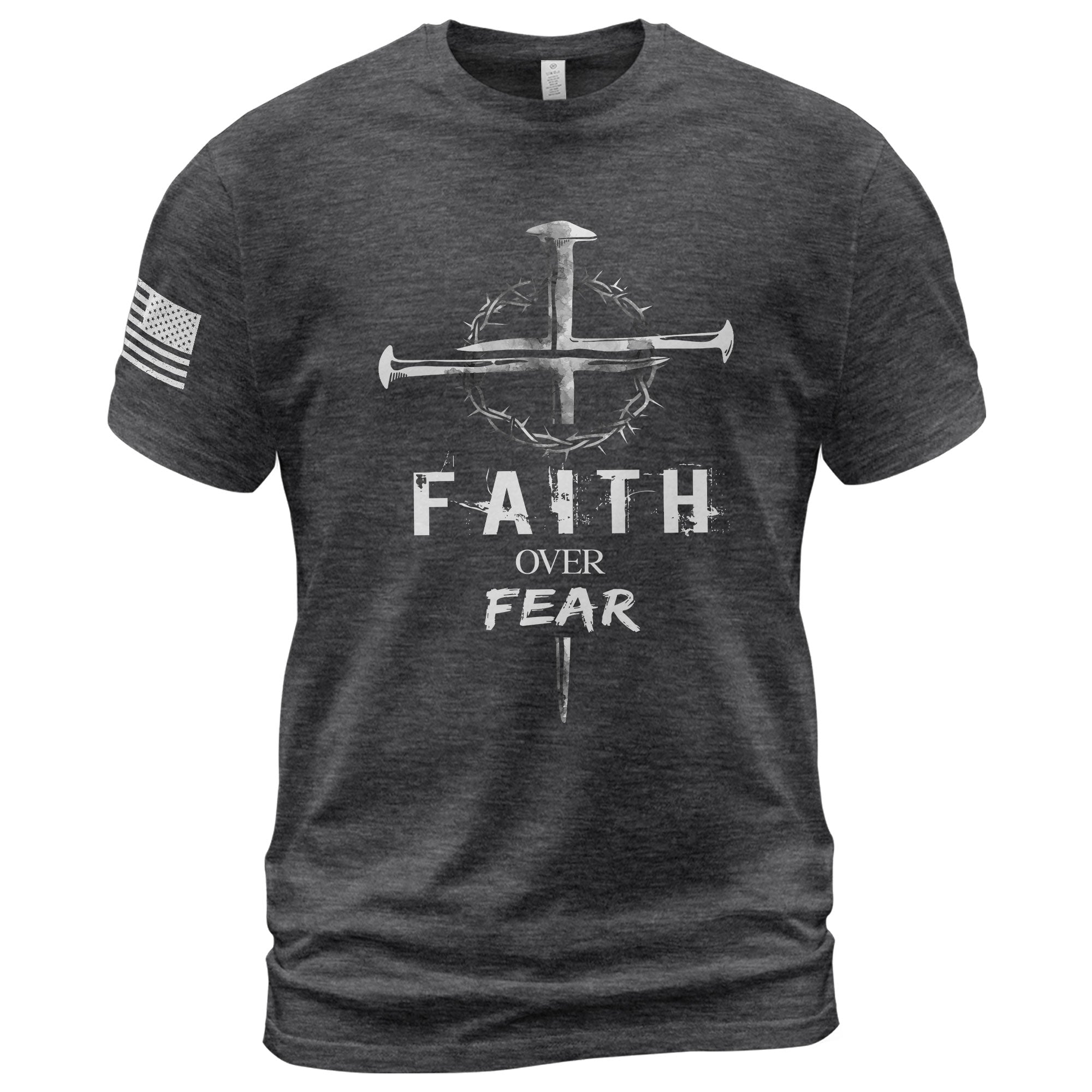 Faith Over Fear Christian Nail Cross Crown Thorns Religious Shirt