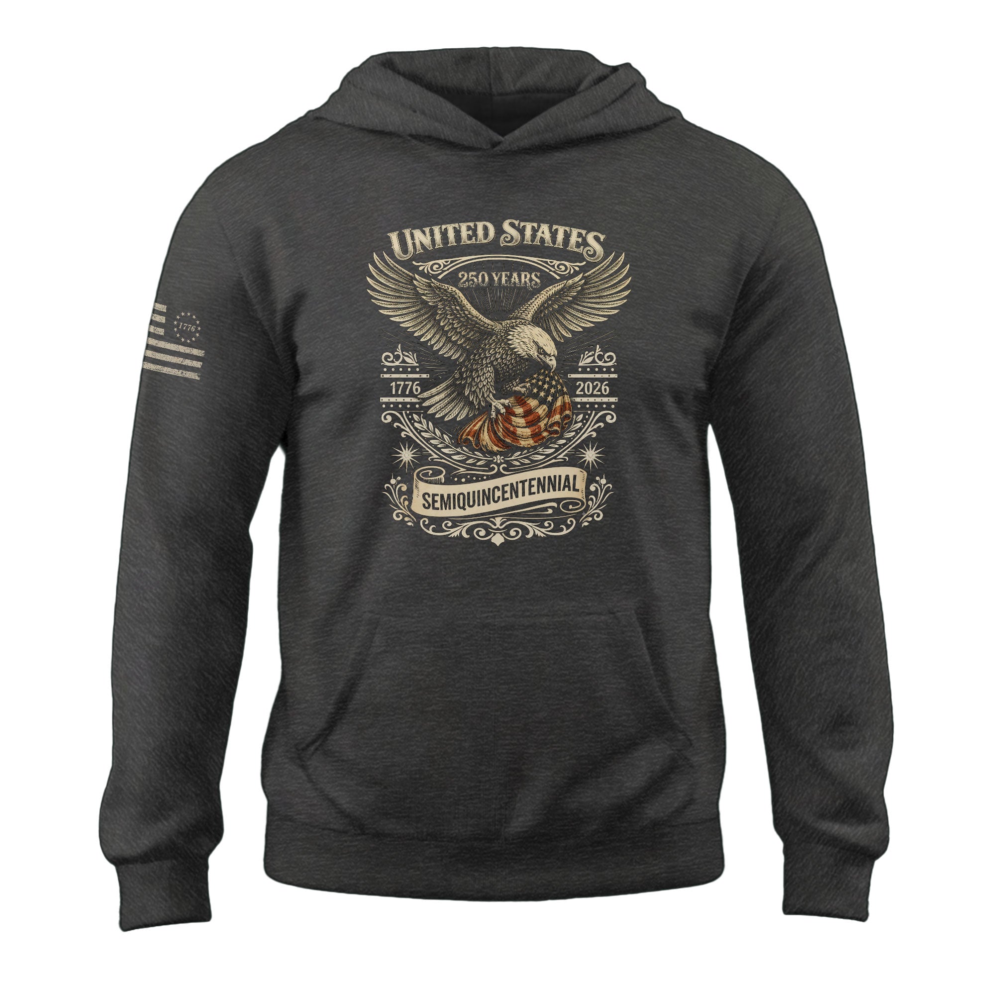 USA 250th Anniversary Hoodie Semiquincentennial 1776-2026 American Flag Patriotic Mens Hoodie