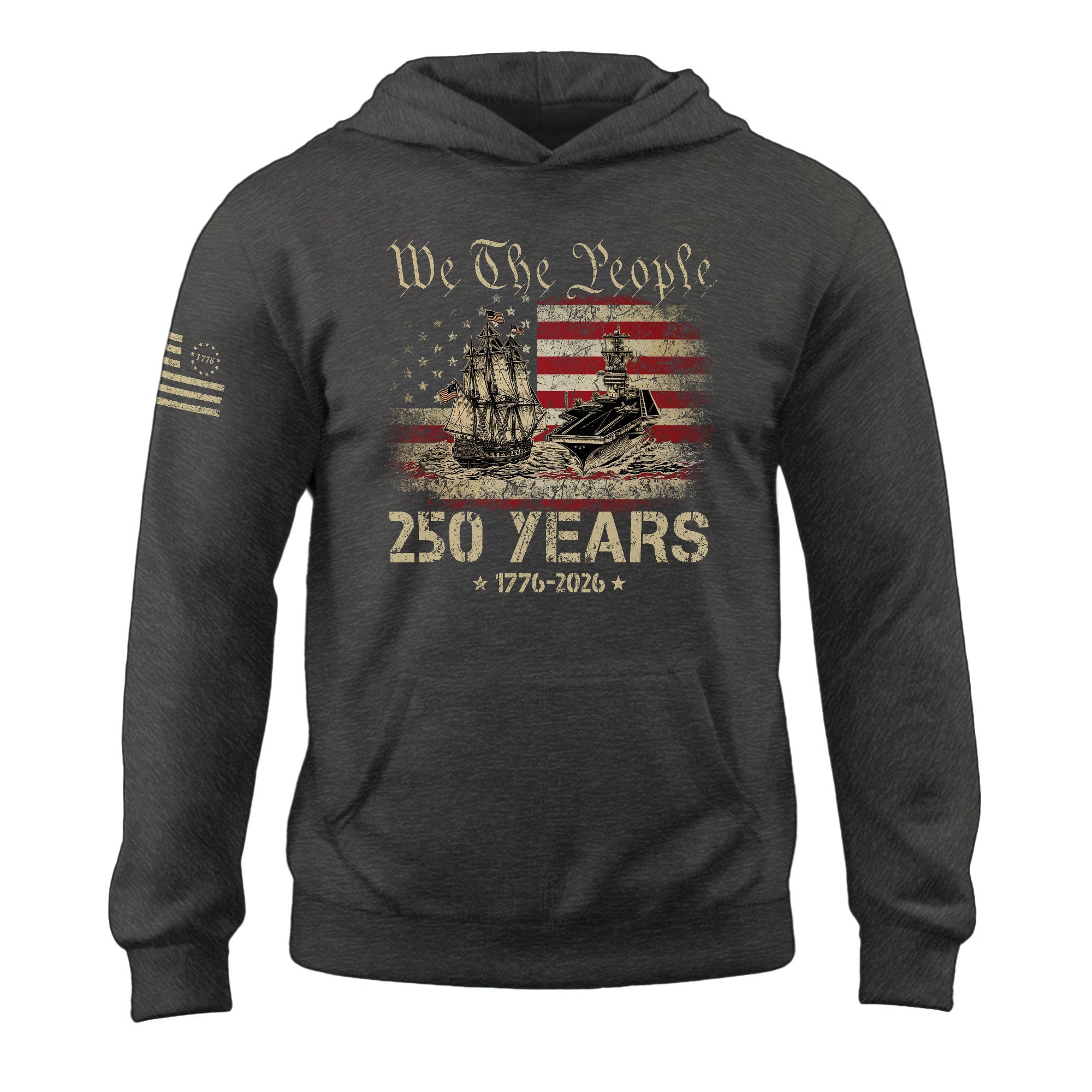 USA 250th Anniversary Hoodie 250 Years Semiquincentennial 1776-2026 We The People Navy Battleship Patriotic