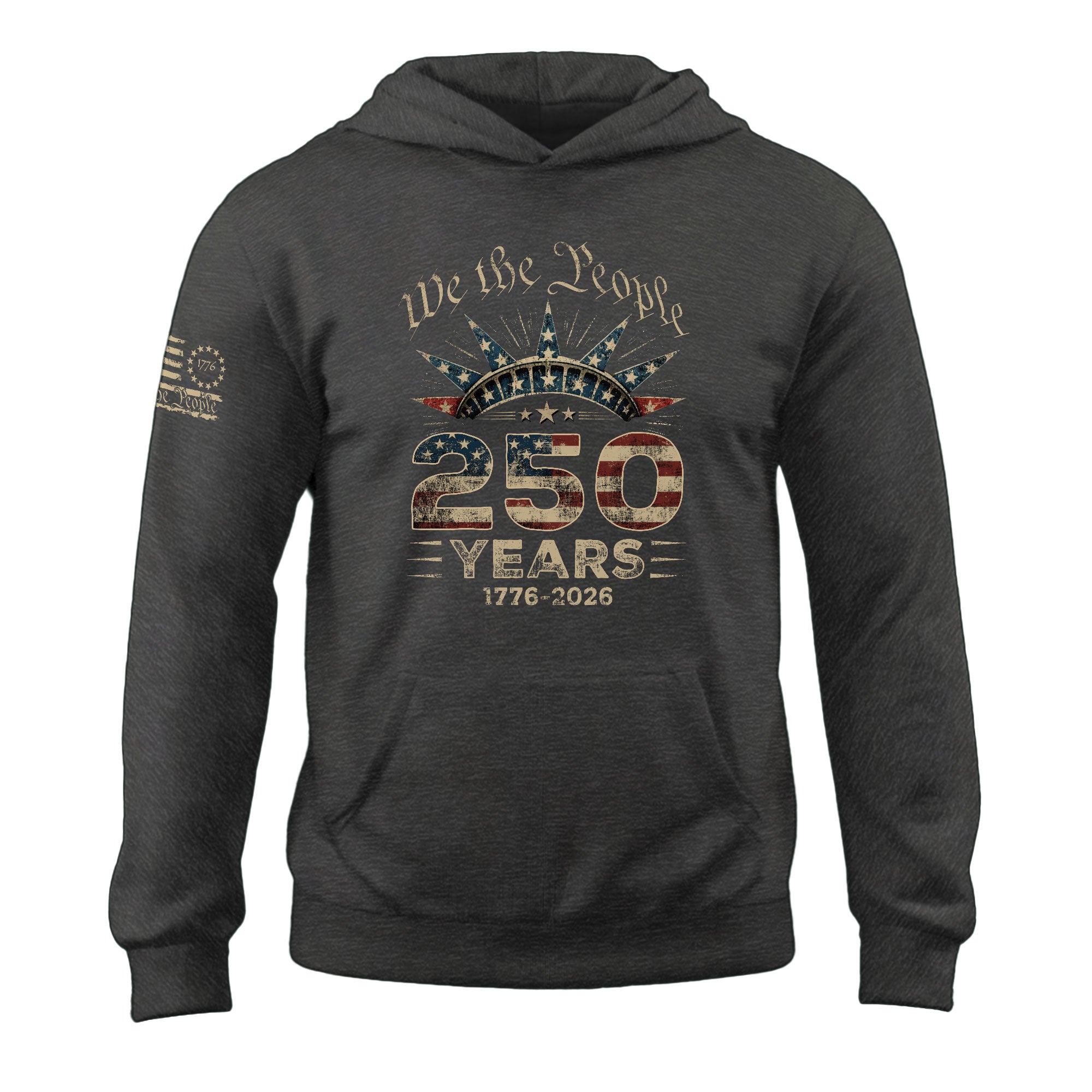 America 250 Years Anniversary Hoodie 1776–2026, Patriotic Vintage American Flag Celebration Hoodie