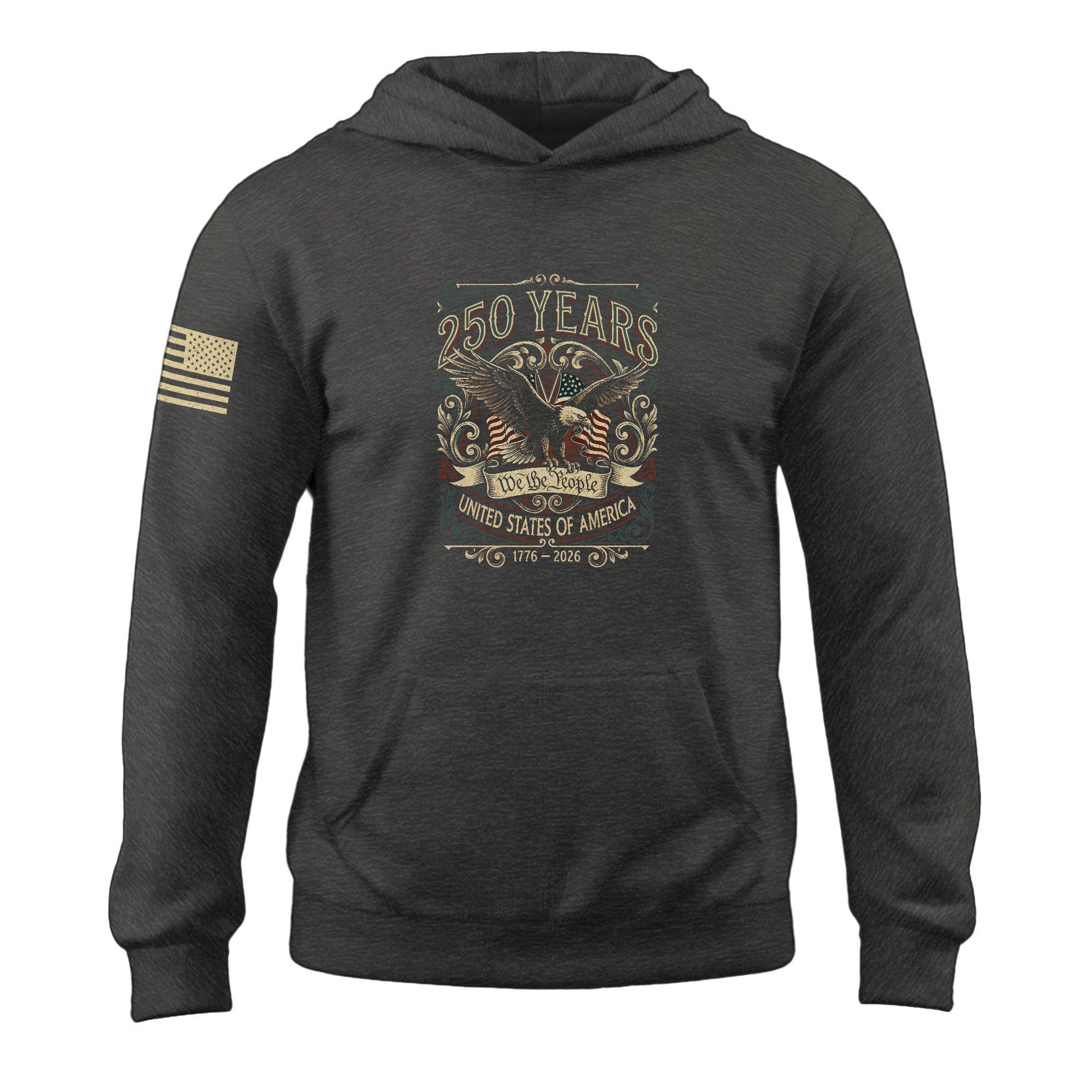 America 1776–2026 250 Years Anniversary Hoodie, Patriotic Eagle Symbol of Freedom and Pride - Rust Field Wear