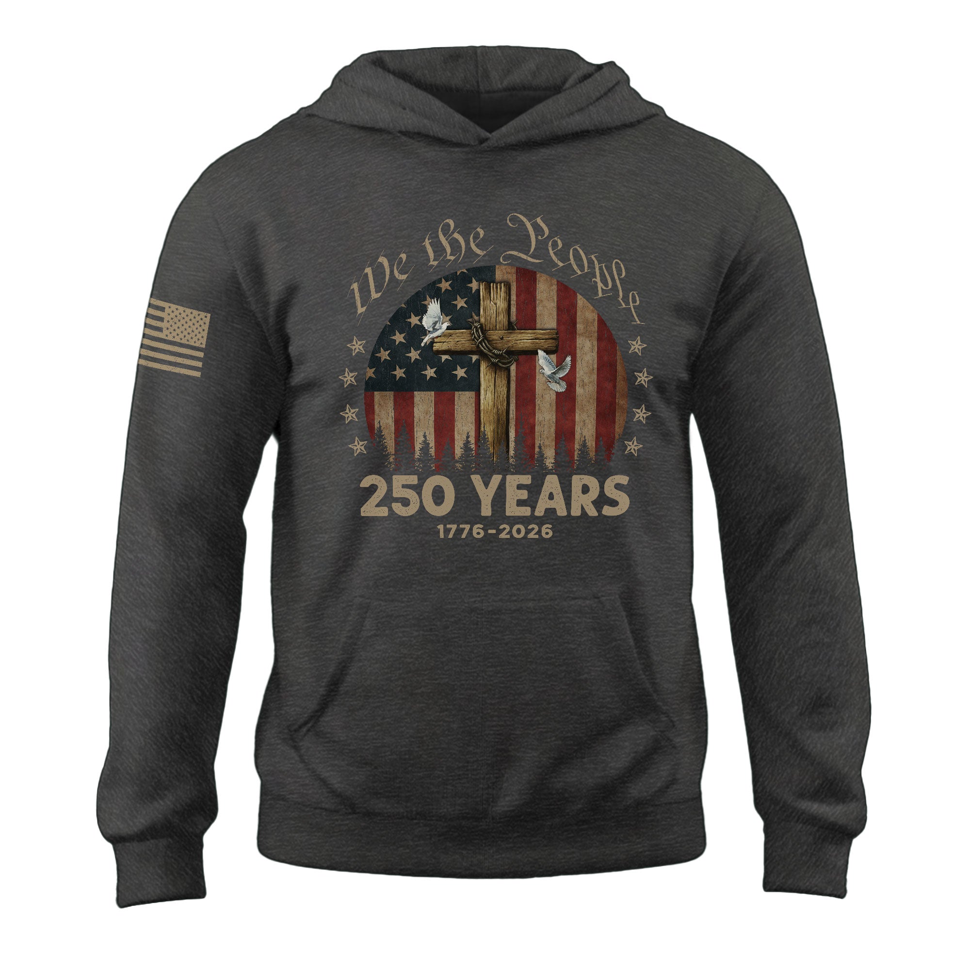 1776–2026 Patriotic Christian Hoodie USA 250 Year Freedom Celebration - Rust Field Wear