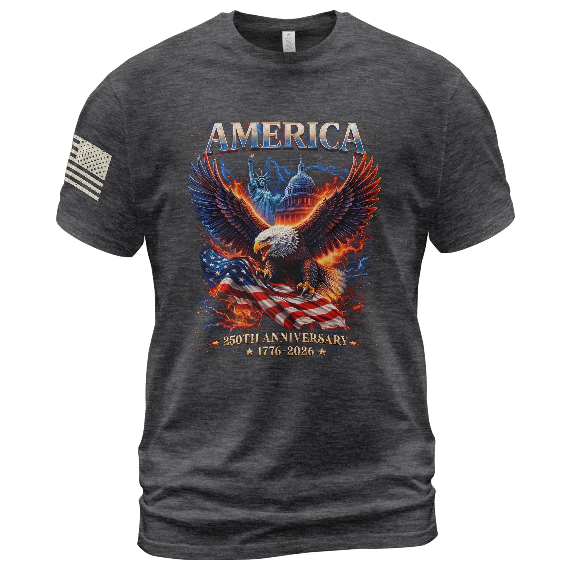 250 Year American Anniversary Shirt - Freedom Eagle Bootleg Graphic Tee