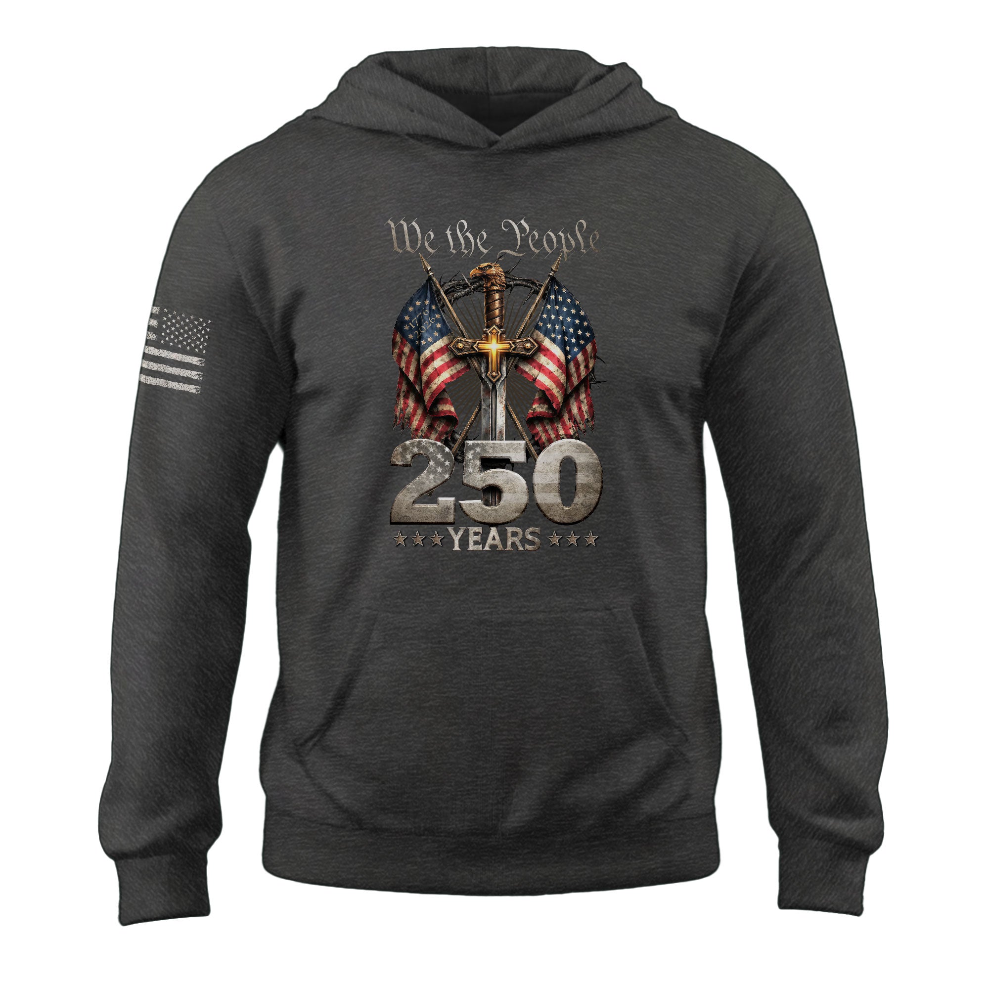 USA 250th Anniversary Christian Patriot Hoodie Faith Freedom 1776–2026