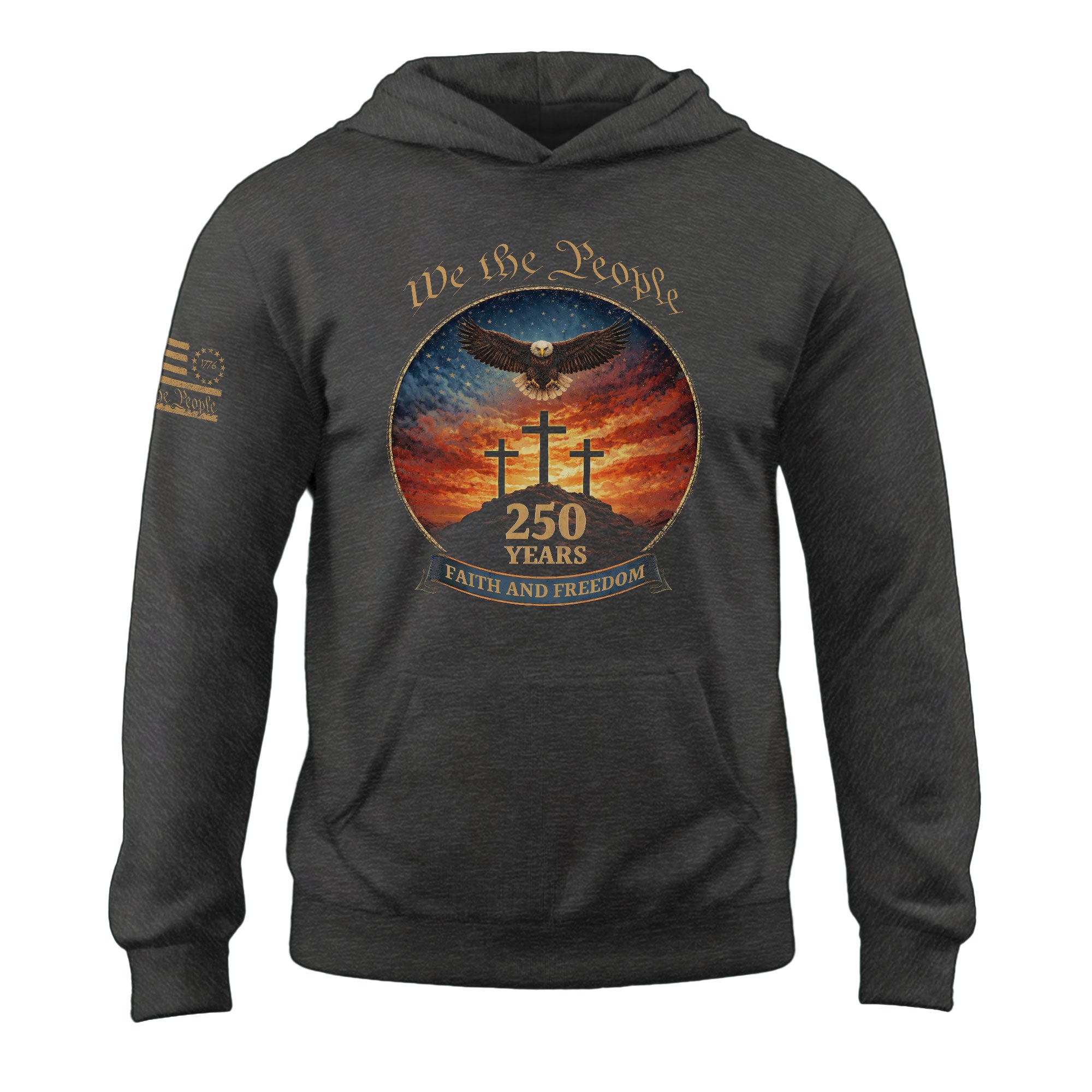 America 250th Anniversary 1776-2026 Semiquincentennial Hoodie – We The People Eagle Cross Faith and Freedom Men’s Hoodie