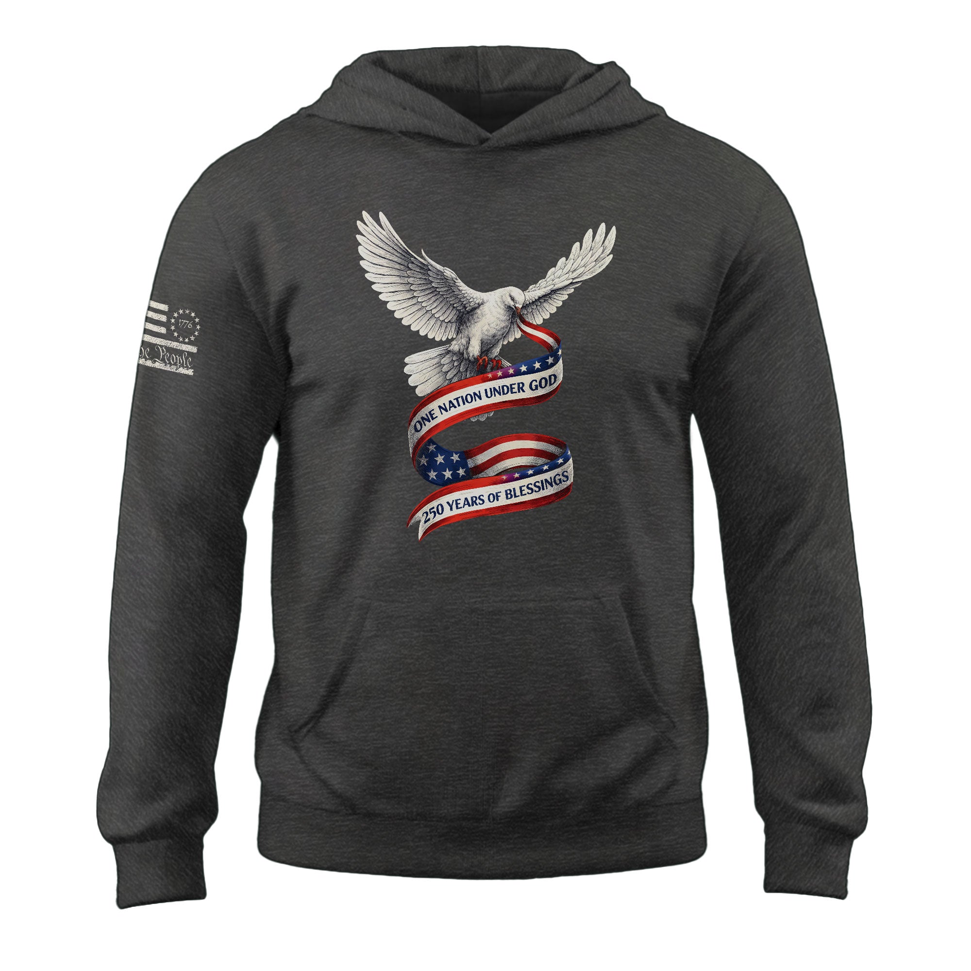 USA 250th Anniversary Hoodie 1776-2026 – One Nation Under God 250 Years of Blessings Dove Christian Apparel