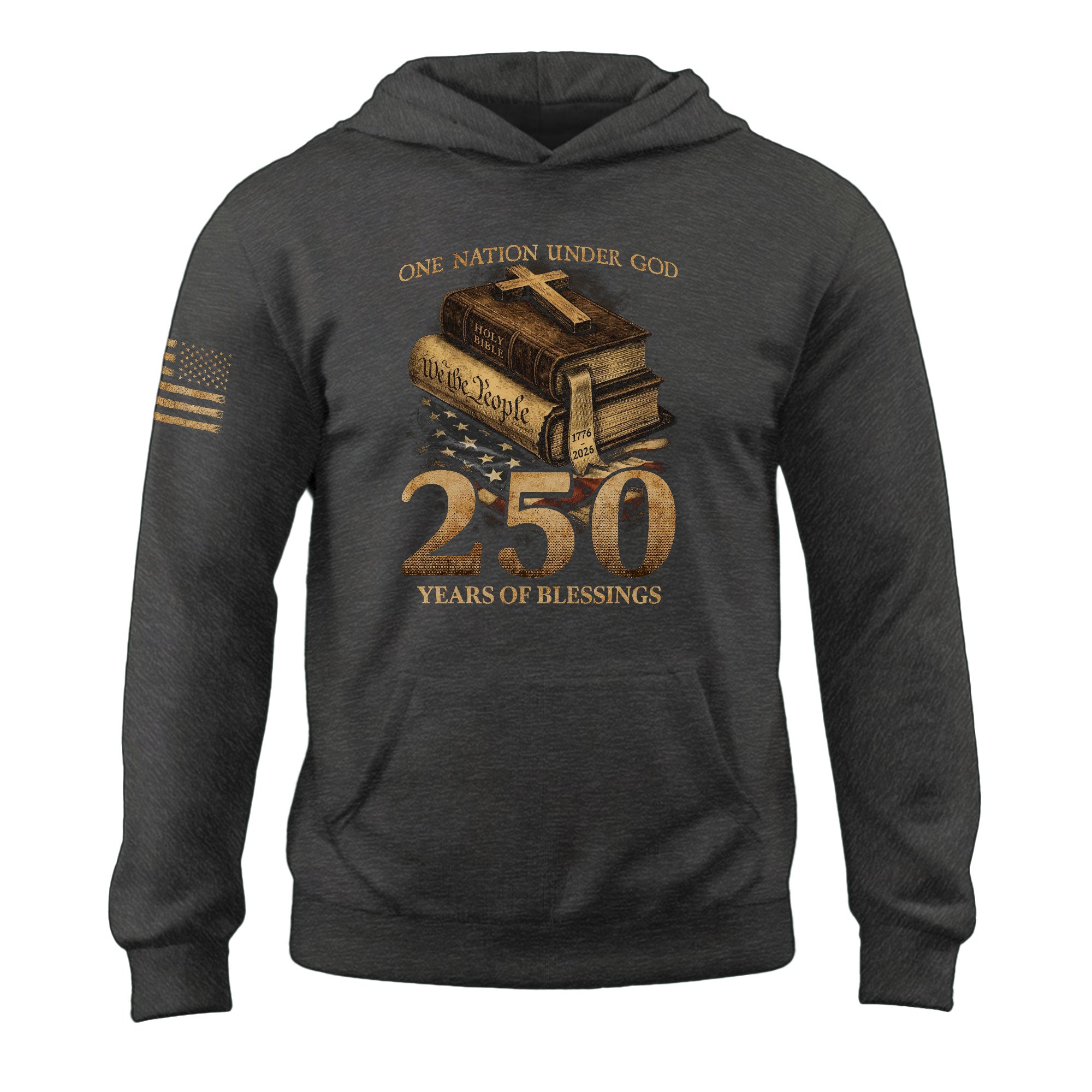 USA 250th Anniversary 1776-2026 Semiquincentennial Hoodie – One Nation Under God Eagle Holy Bible We The People Patriotic Men’s Hoodie