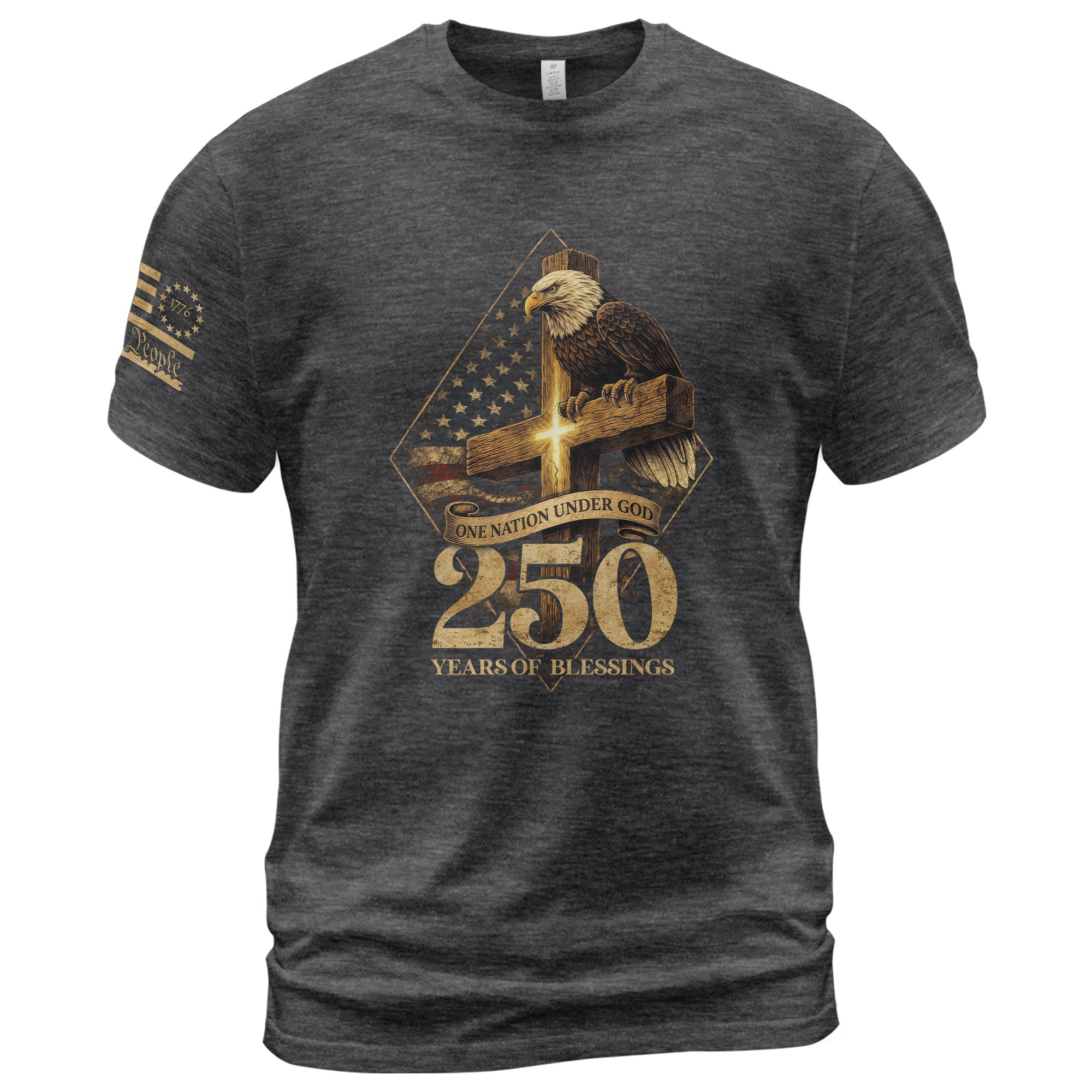 Faith & Freedom 250th Anniversary Shirt - One Nation Under God Commemorative Eagle & Cross Tee