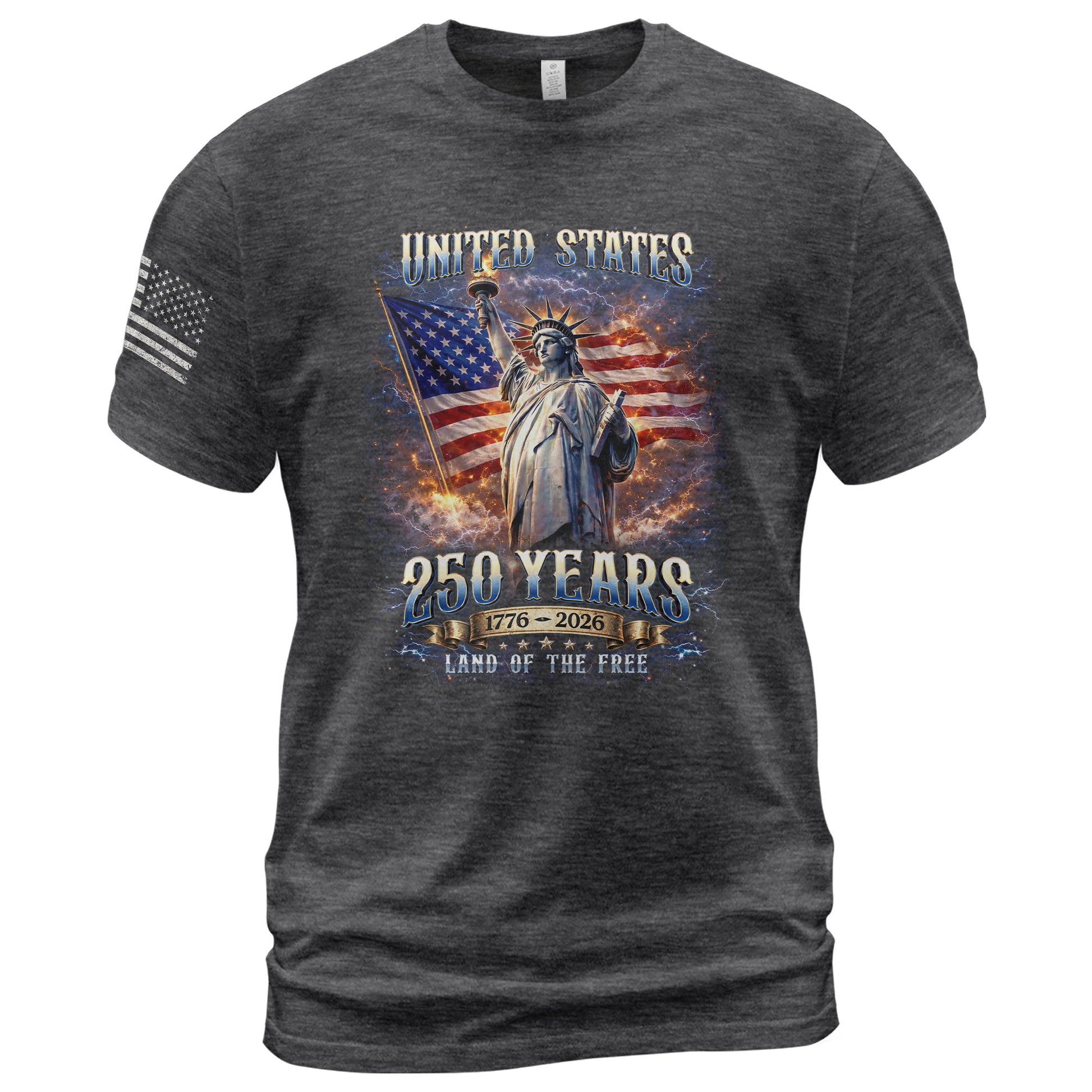 Statue of Liberty 250th Anniversary Bootleg Shirt - 1776-2026 USA 250 Years Tee, Retro Patriotic Lightning Graphic Apparel - Rust Field Wear