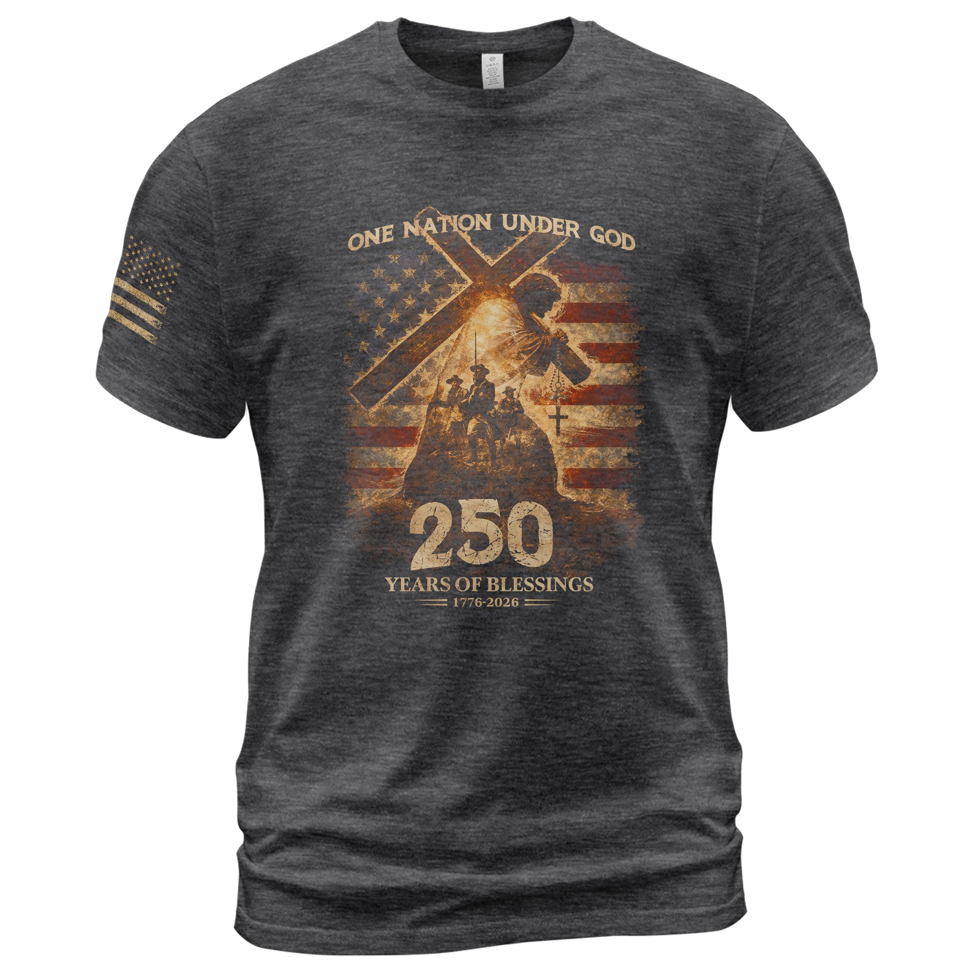 USA 250th Anniversary 1776-2026 Semiquincentennial Shirt – One Nation Under God 250 Years of Blessings Patriotic Christian Tee