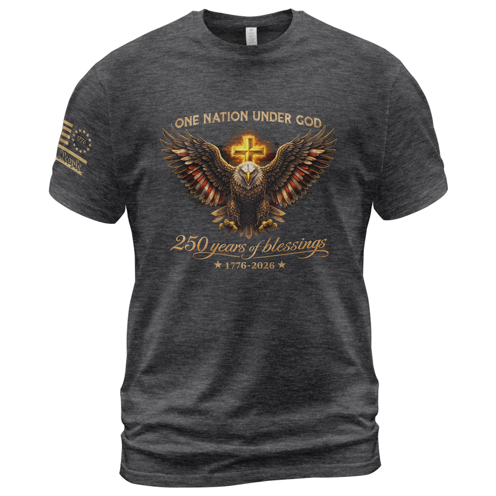 USA 250th Anniversary Eagle Shirt – 1776-2026 One Nation Under God 250 Years of Blessings Christian Patriotic Tee