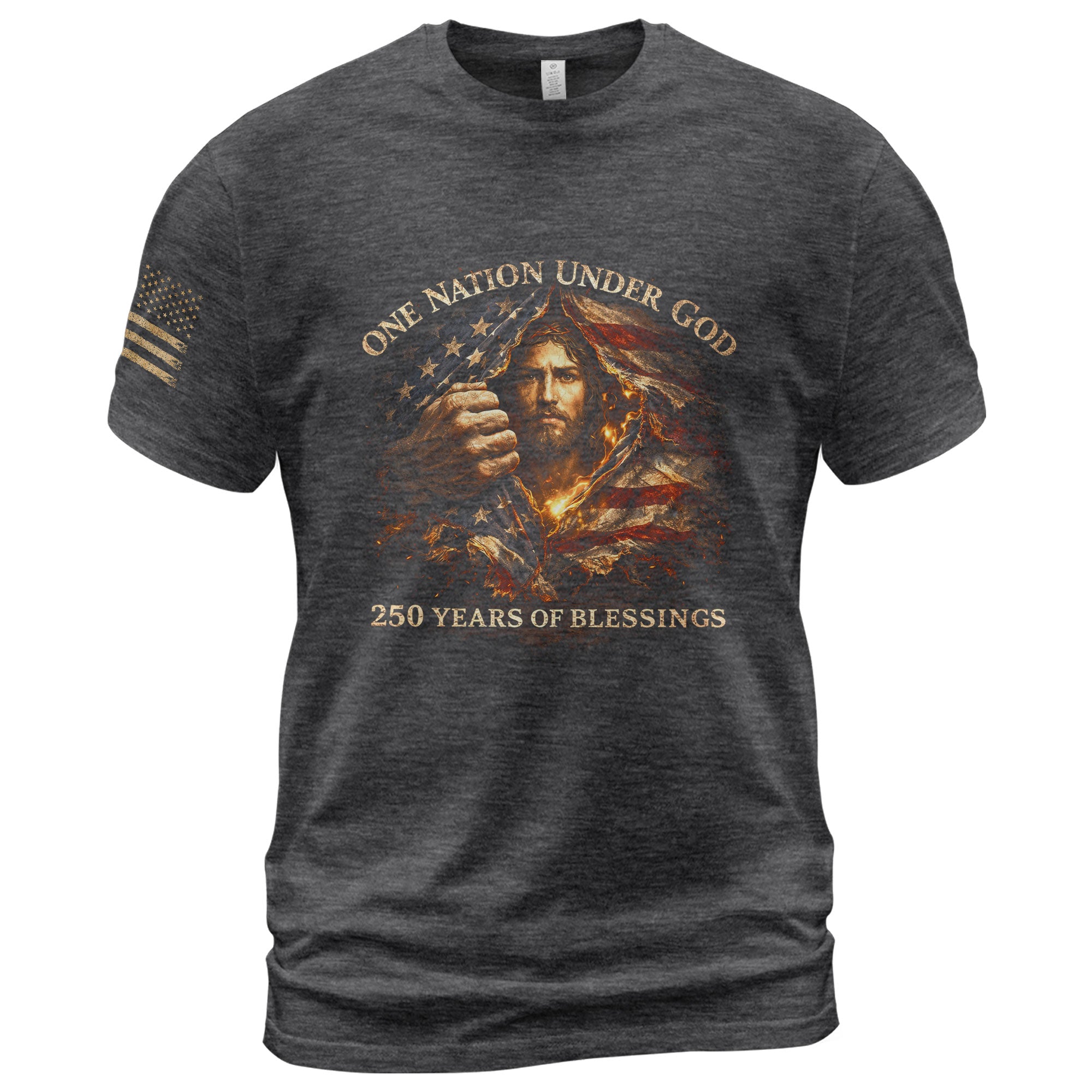 USA 250th Anniversary 1776-2026 Semiquincentennial Flag Shirt – One Nation Under God Jesus 250 Years Patriotic Christian Tee