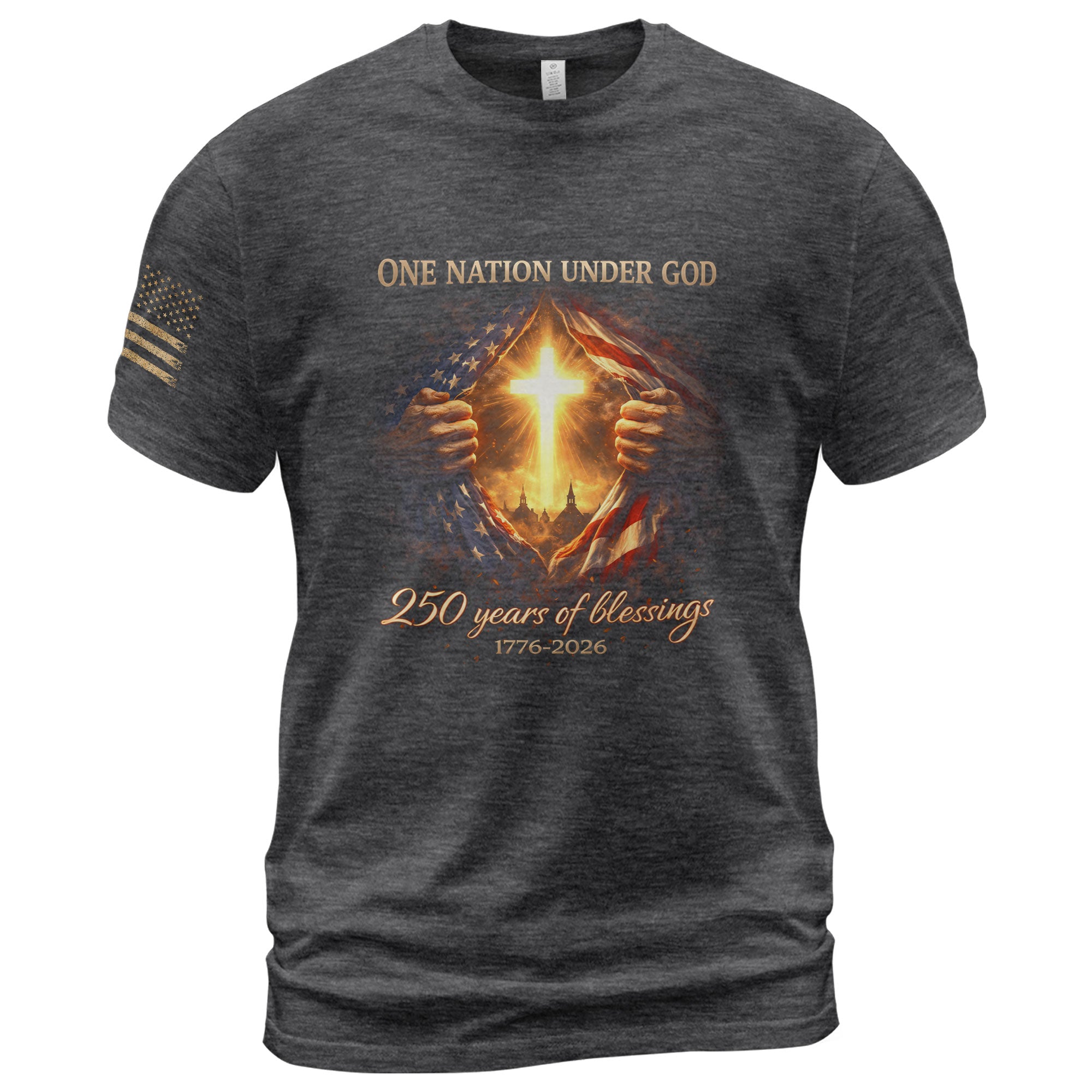 America 250th Anniversary Christian Cross Shirt – 1776-2026 One Nation Under God 250 Years of Blessings Tee