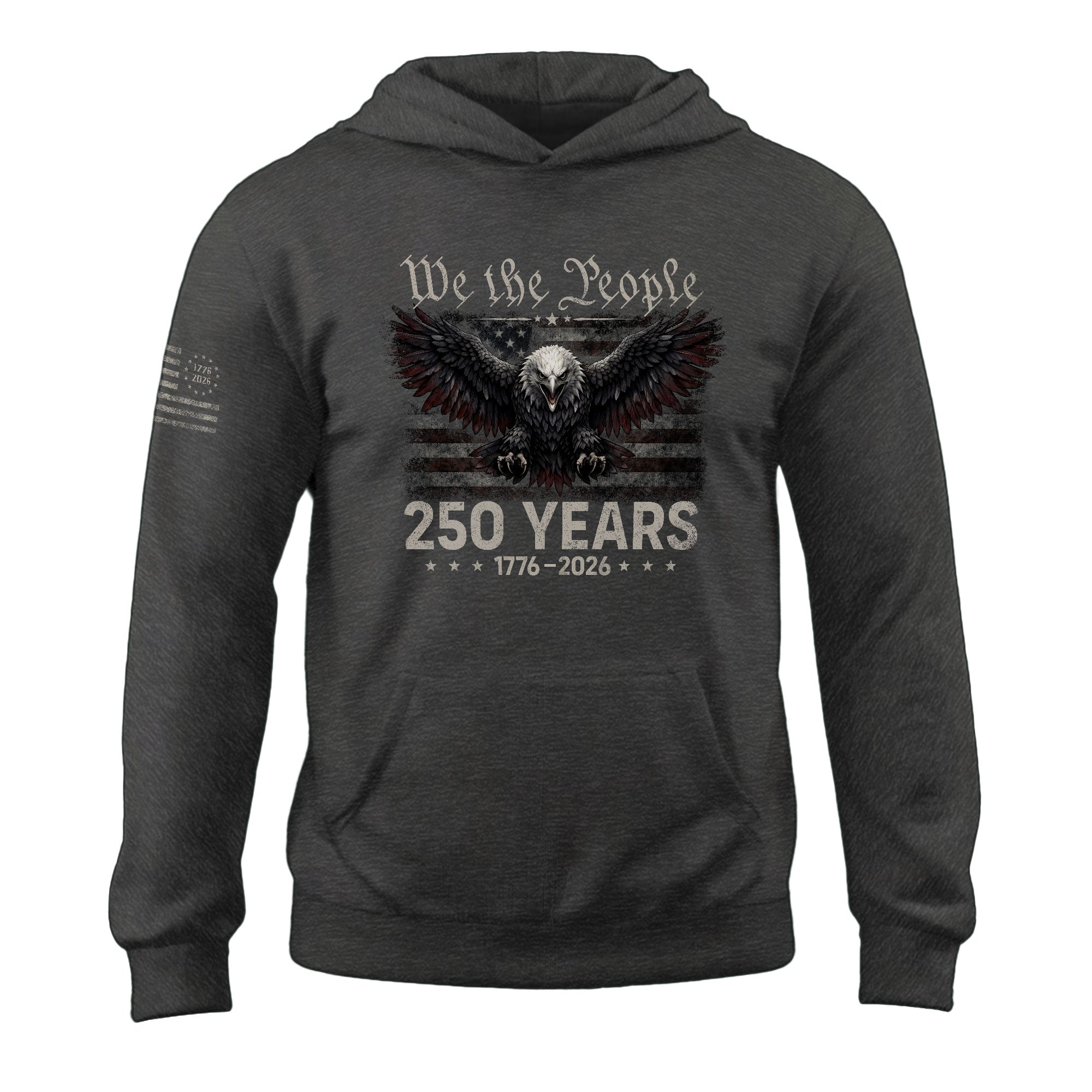 Semiquincentennial America 250th Anniversary We The People Hoodie - Vintage Patriotic Flag & Eagle Design