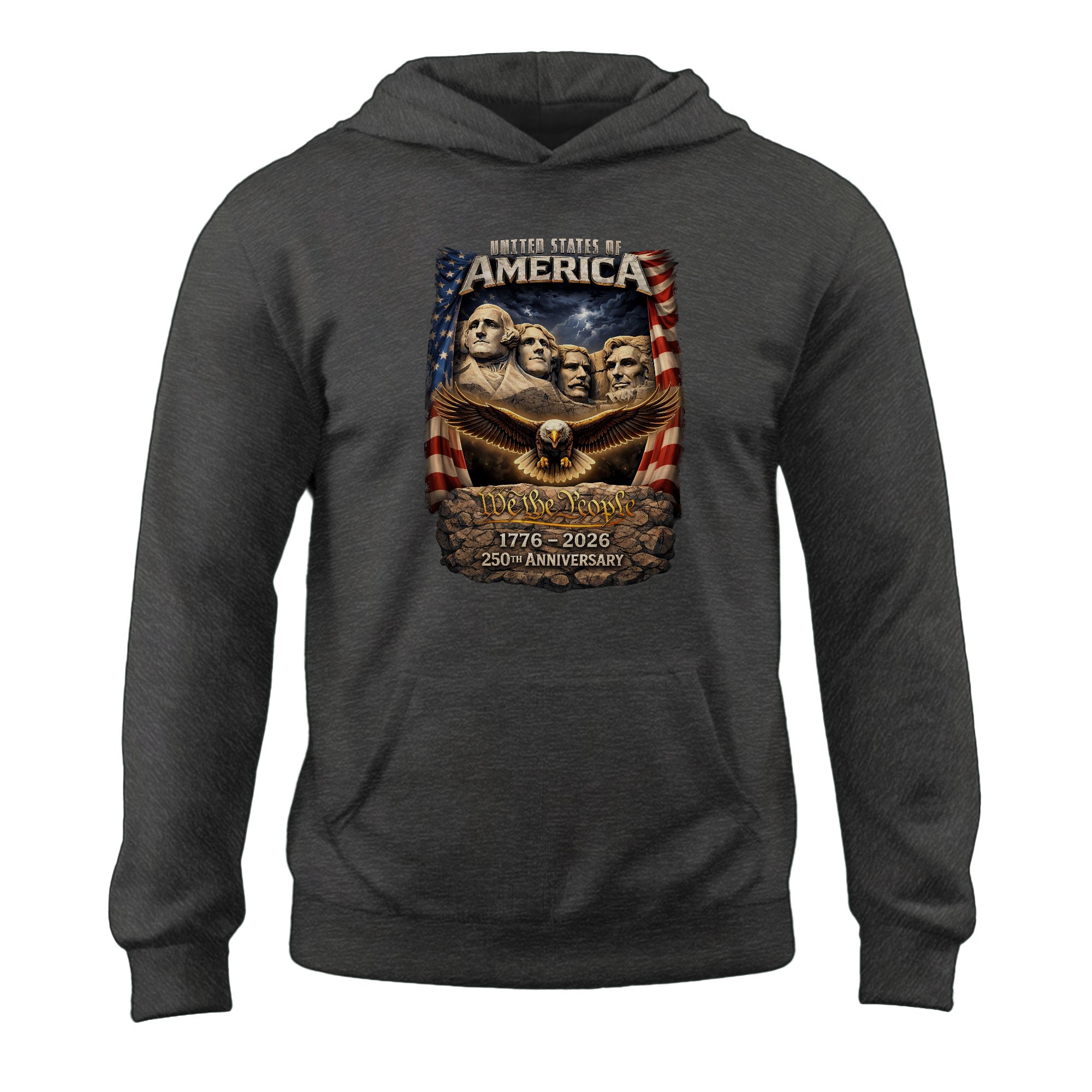 America 250th Anniversary Hoodie 1776-2026 – Classic Vintage Bootleg Mount Rushmore Eagle Flag Apparel