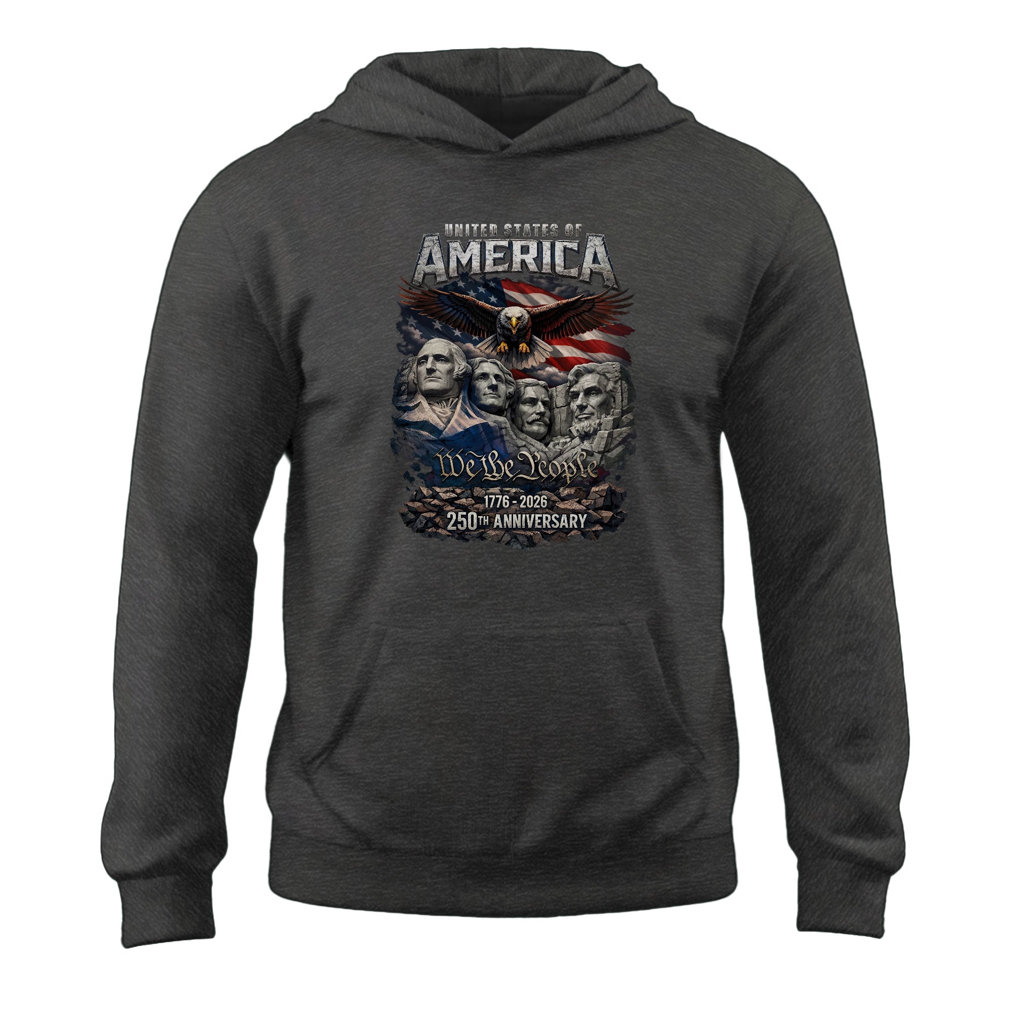 USA 250th Anniversary 1776-2026 Semiquincentennial Hoodie – Vintage Bootleg Metallic We The People Eagle 250 Years Birthday Men’s Hoodie