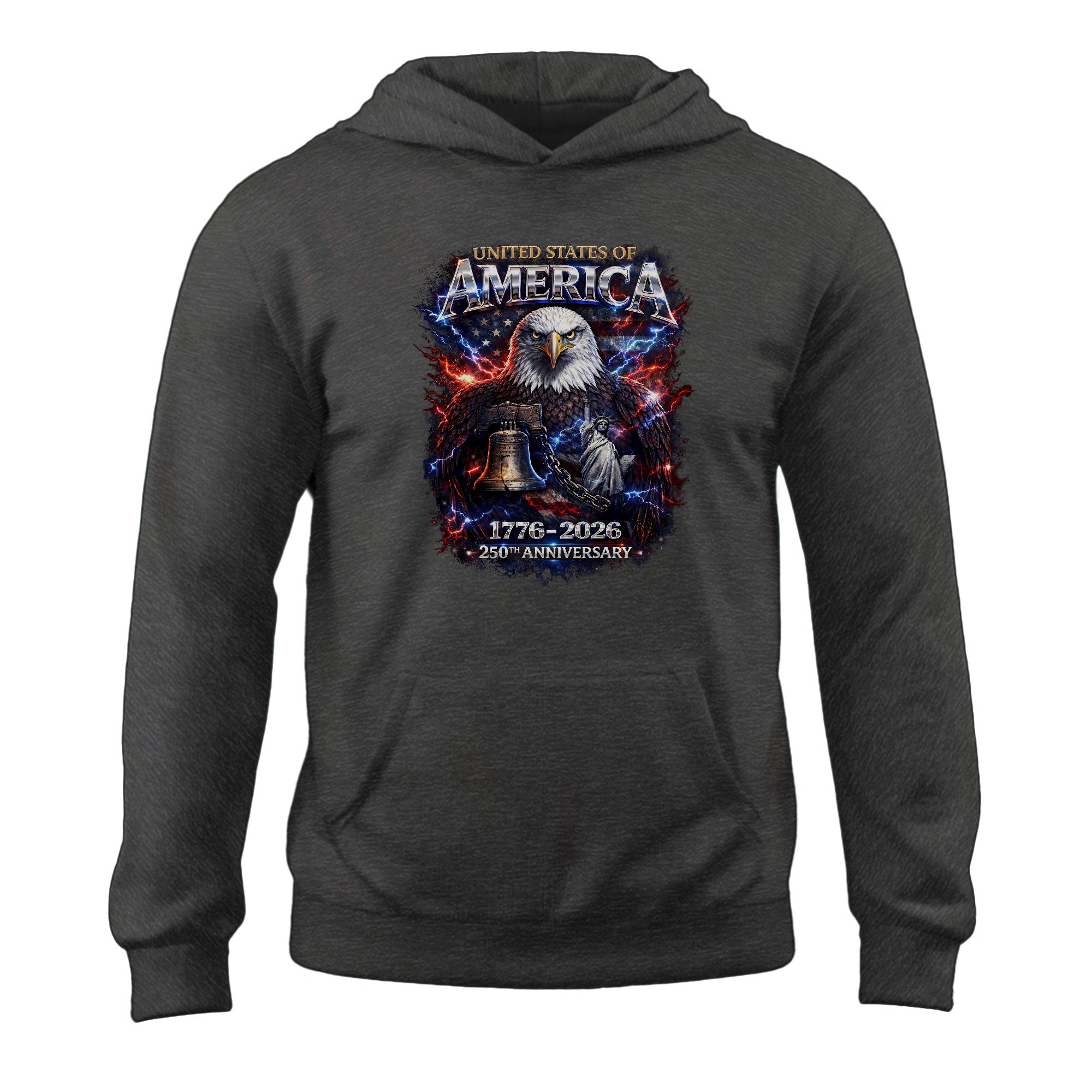 United States 250th Anniversary Hoodie 1776-2026 – Vintage Bootleg Eagle & Liberty Bell Streetwear