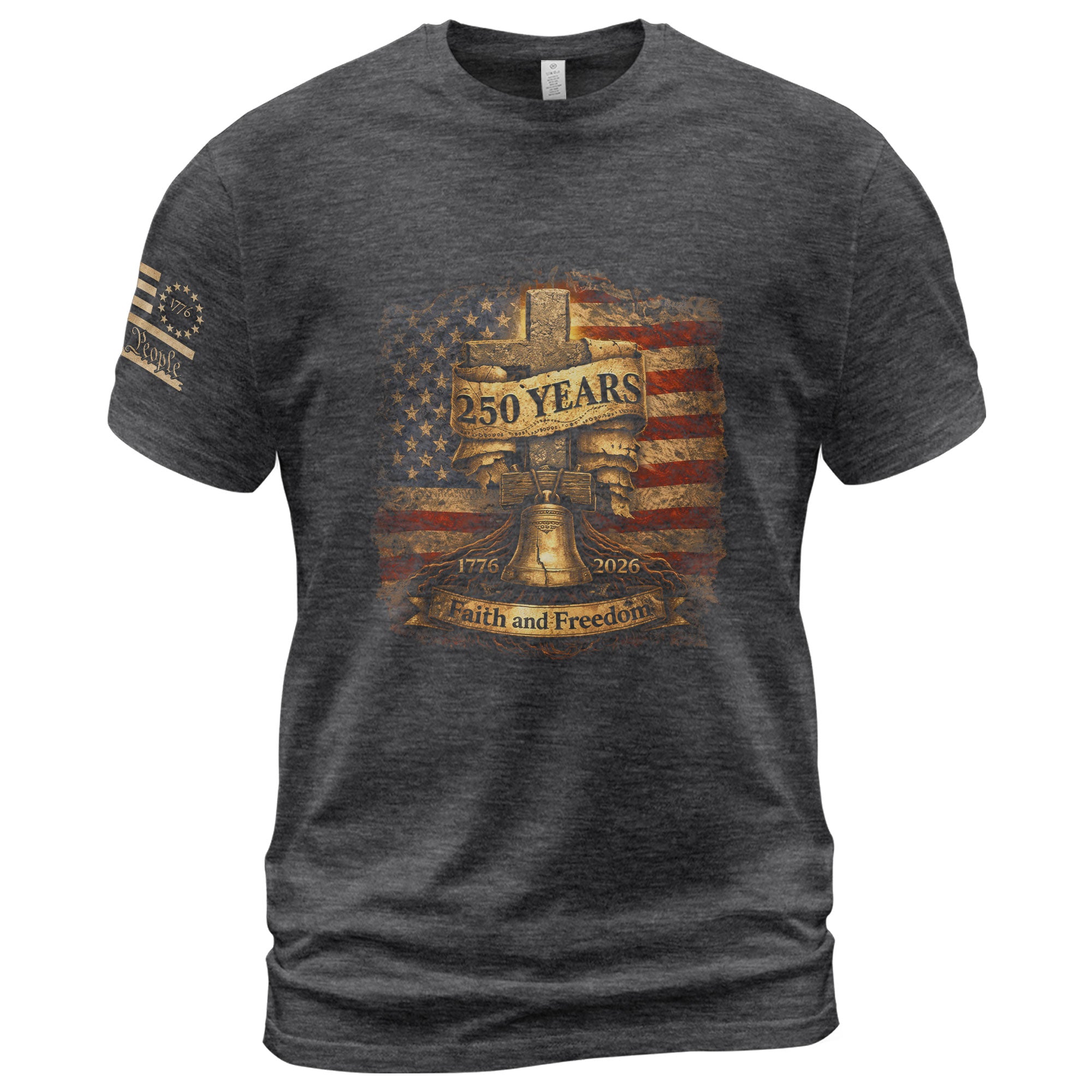 America 250th Anniversary T-Shirt - 1776-2026 Faith and Freedom, Patriotic USA 250 Years Birthday Tee