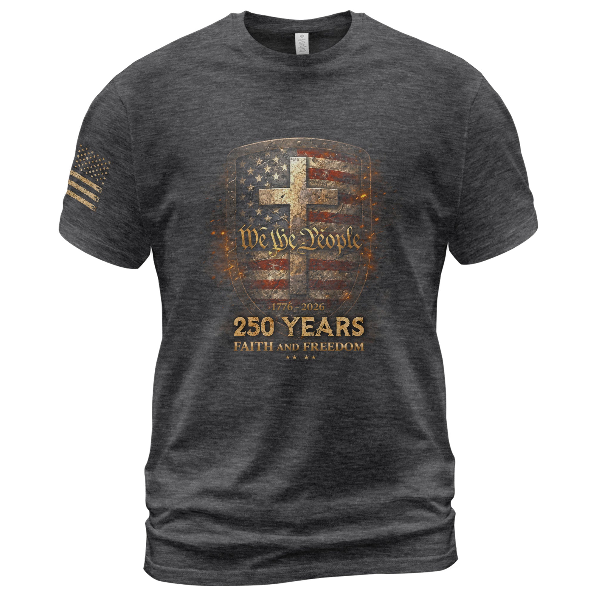 America 250th Anniversary T-Shirt - 1776-2026 We the People Shield Tee, 250 Years Faith and Freedom Patriotic Shirt