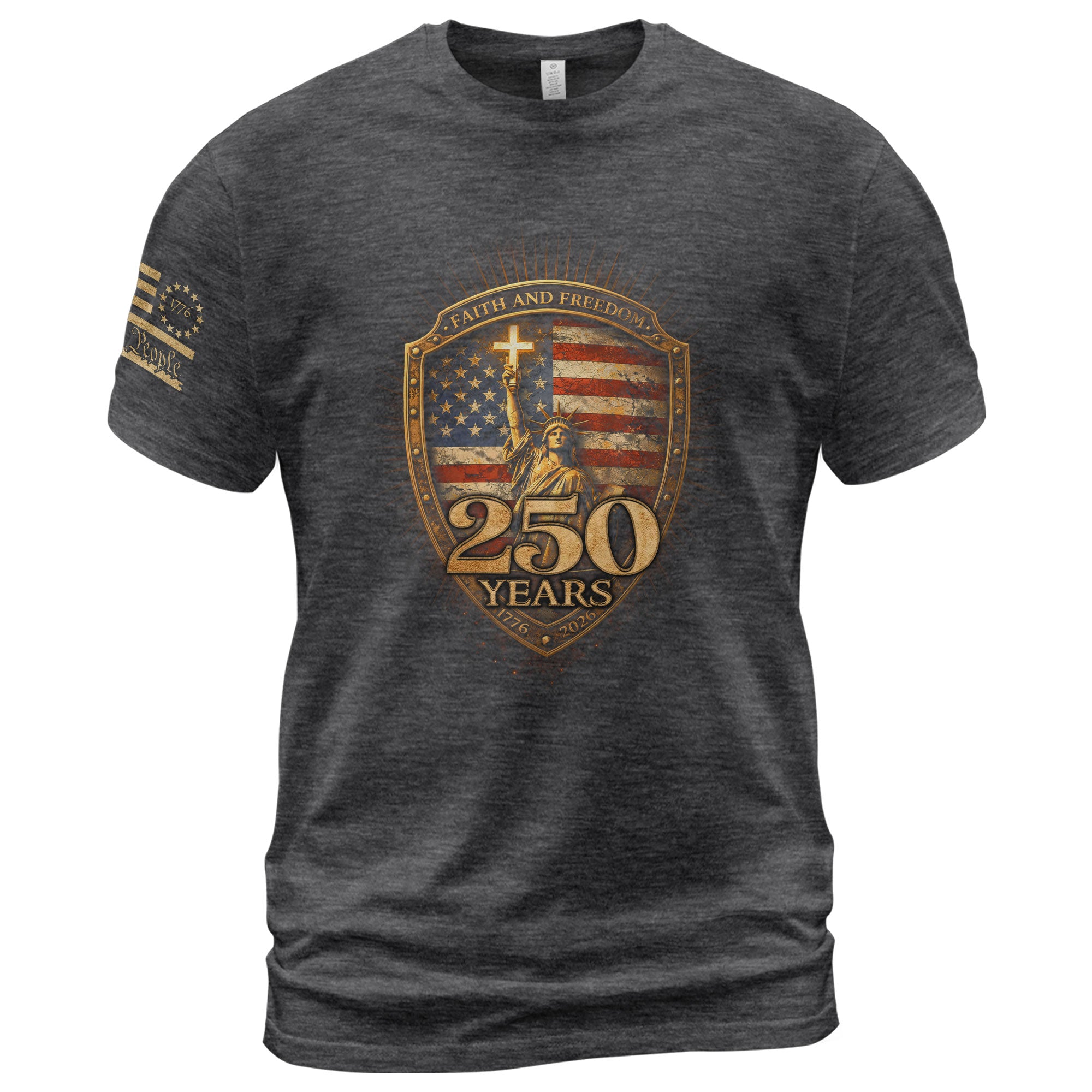America 250th Anniversary T-Shirt - Statue of Liberty Faith and Freedom Tee, 1776-2026 250 Years Patriotic Men's Shirt