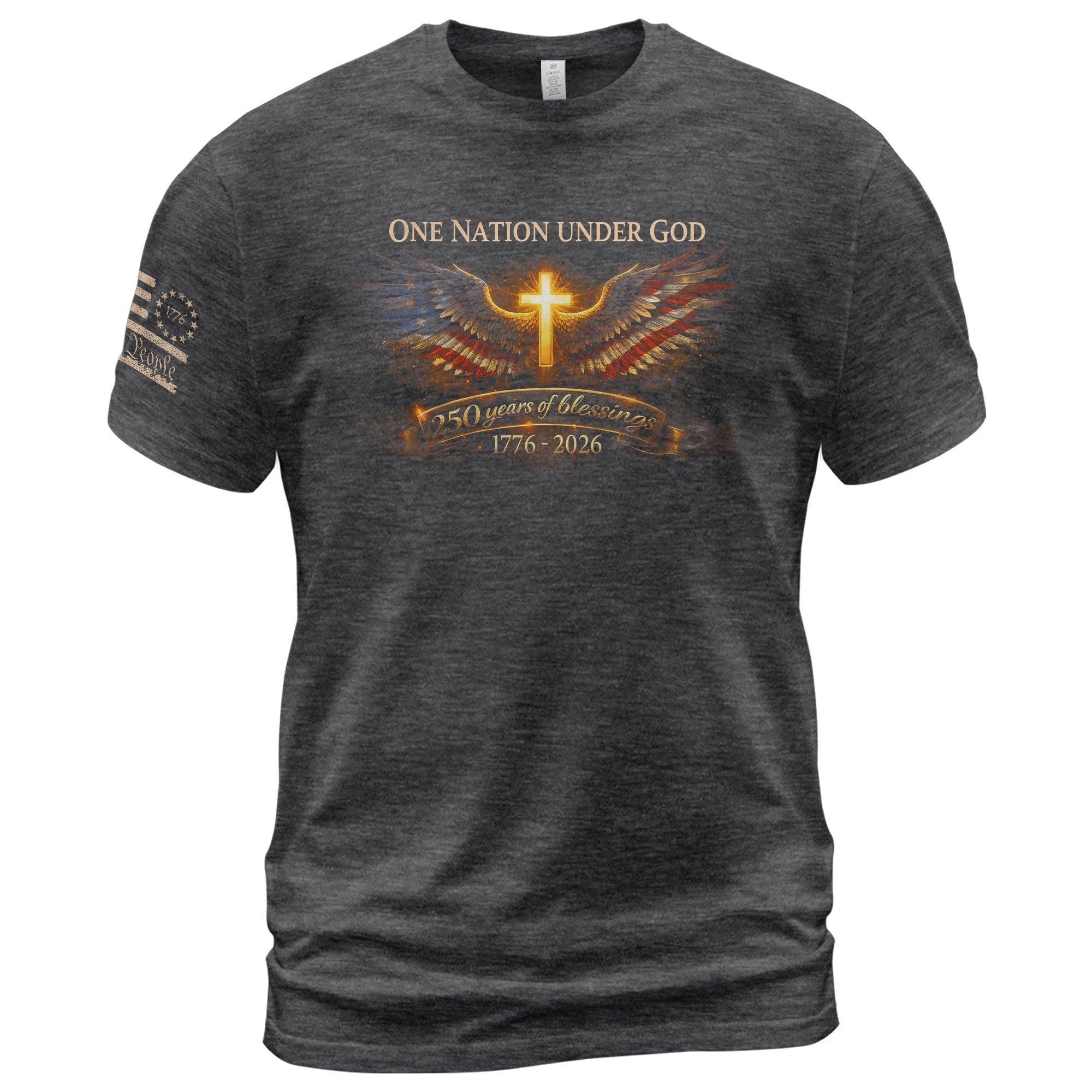 America 250th Anniversary 1776-2026 Semiquincentennial Shirt – One Nation Under God 250 Years Eagle Wing Cross Patriotic Tee