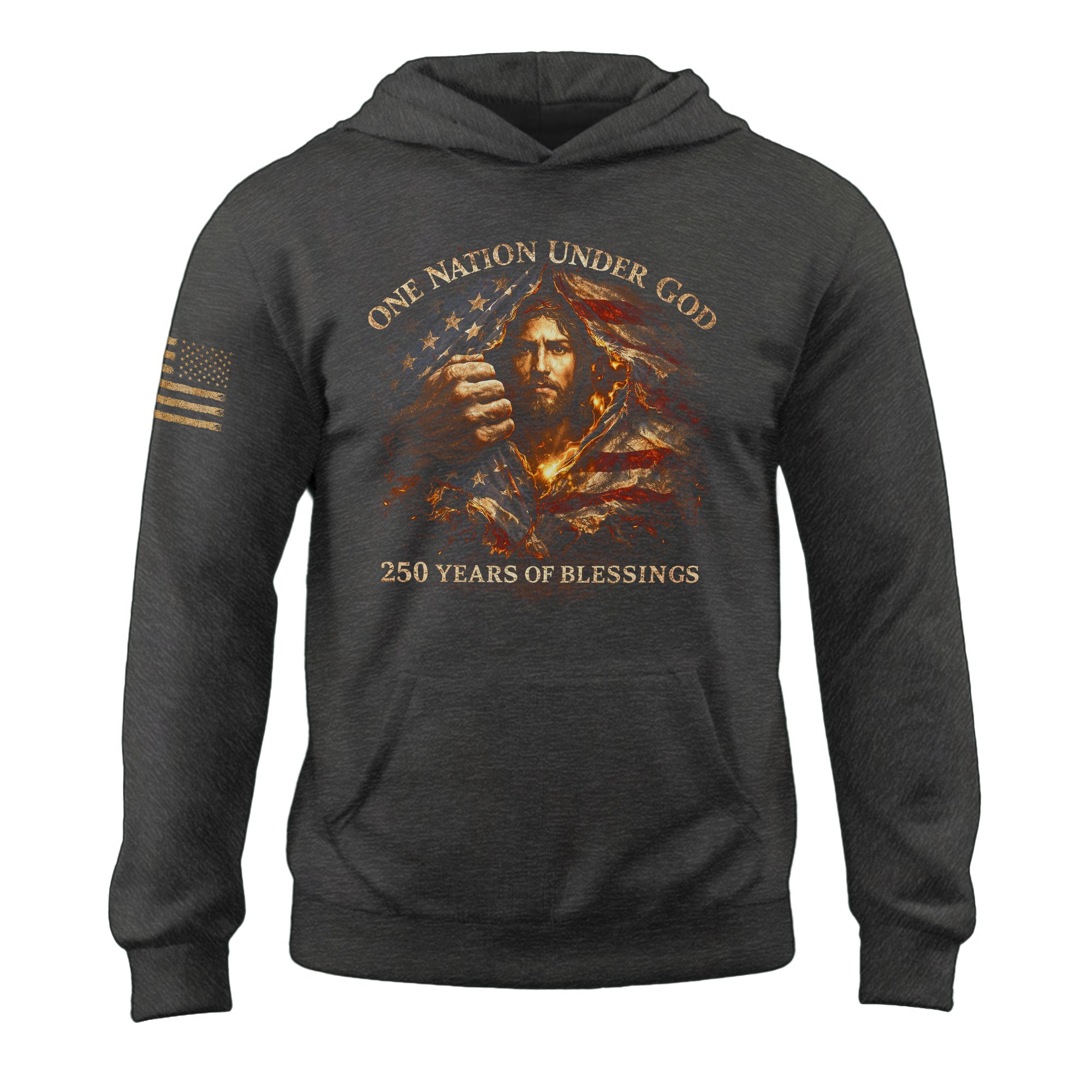 USA 250th Anniversary 1776-2026 Semiquincentennial Hoodie – 250 Years of Blessings Jesus American Flag Christian Apparel