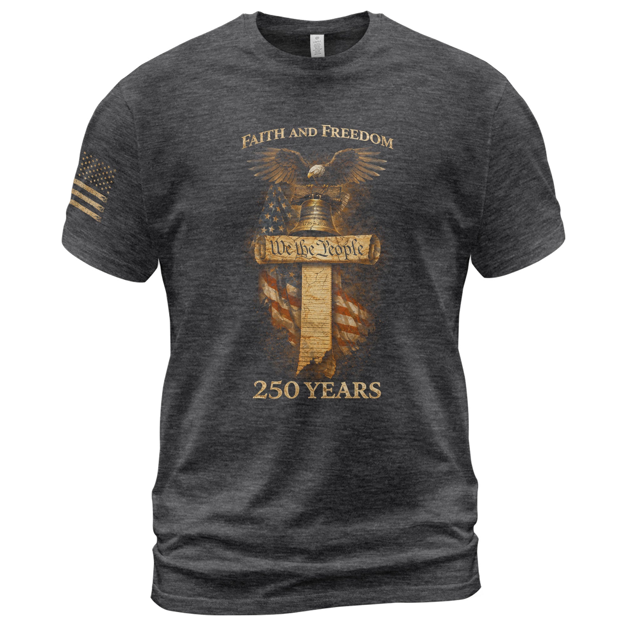 USA 250th Anniversary 1776-2026 Semiquincentennial T-Shirt – We The People Liberty Bell Cross Patriotic Anniversary Tee