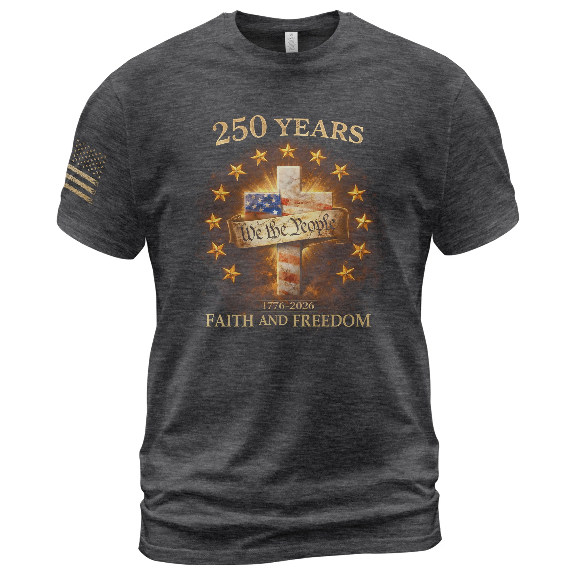 USA 250th Anniversary 1776-2026 Semiquincentennial T-Shirt – We The People 250 Years Liberty Bell Cross Patriotic Anniversary Tee