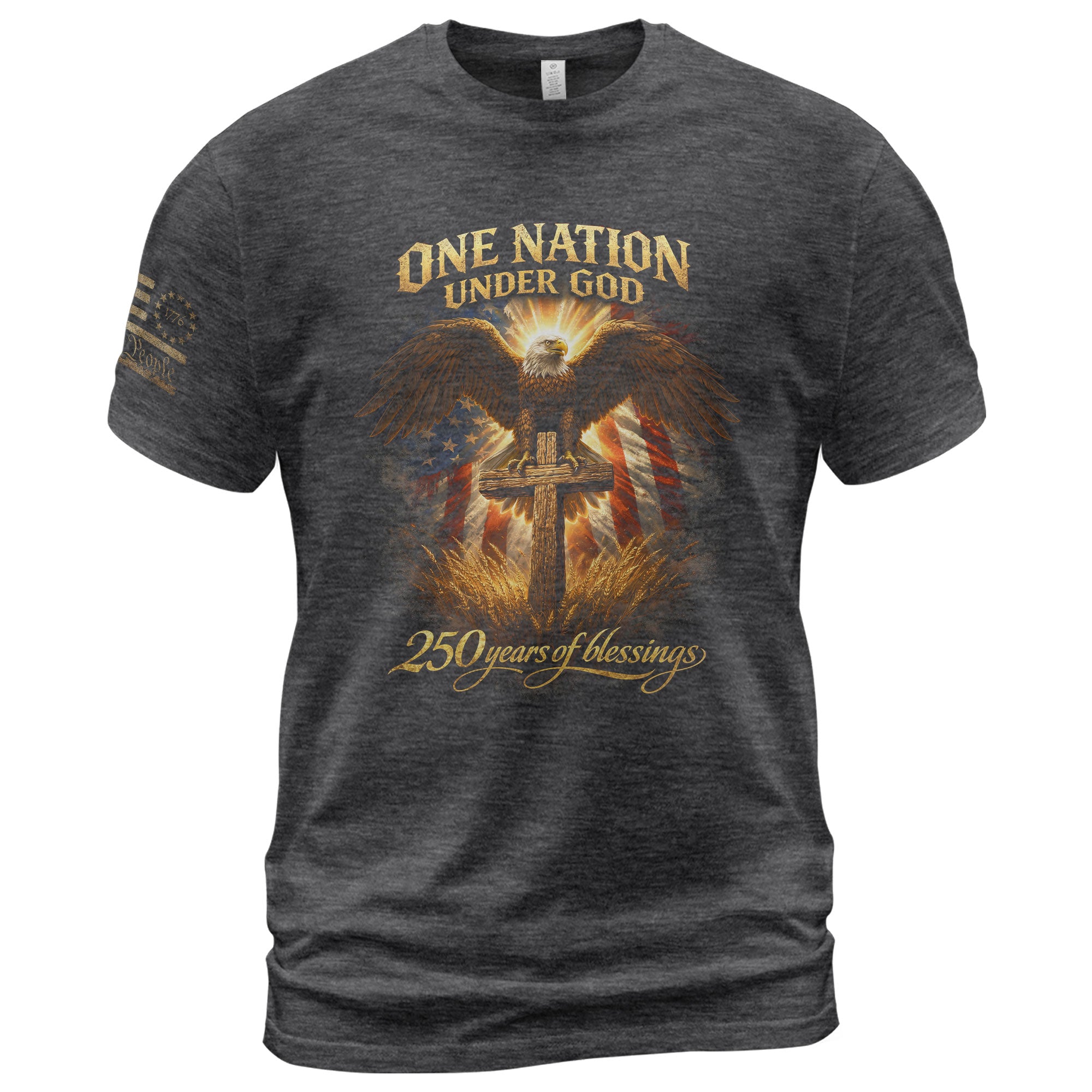 America 250th Anniversary 1776-2026 Shirt – One Nation Under God Eagle on Cross Christian Patriotic Semiquincentennial Tee