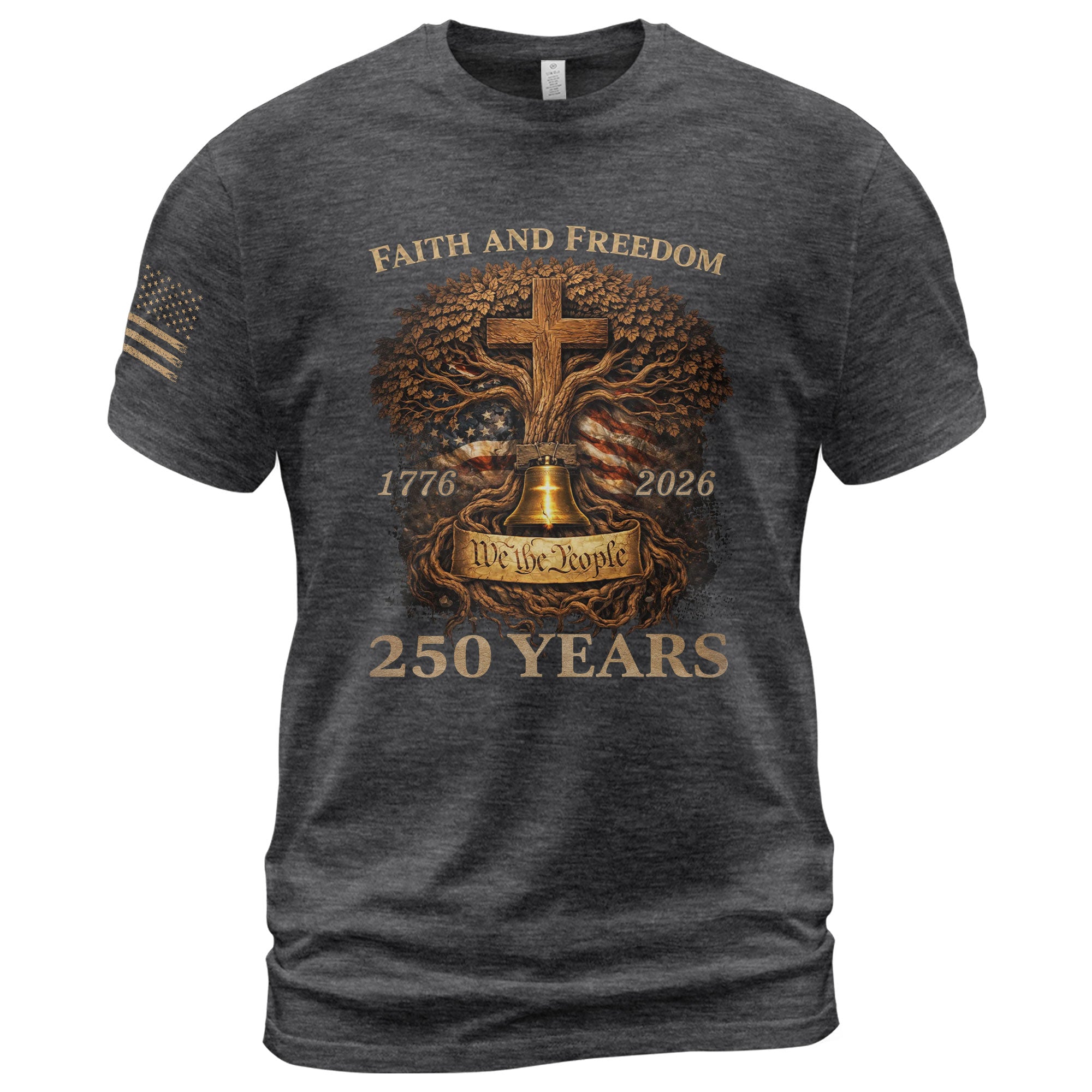 America 250th Anniversary T-Shirt 1776-2026 – Christian Tree of Life Faith & Freedom Tee