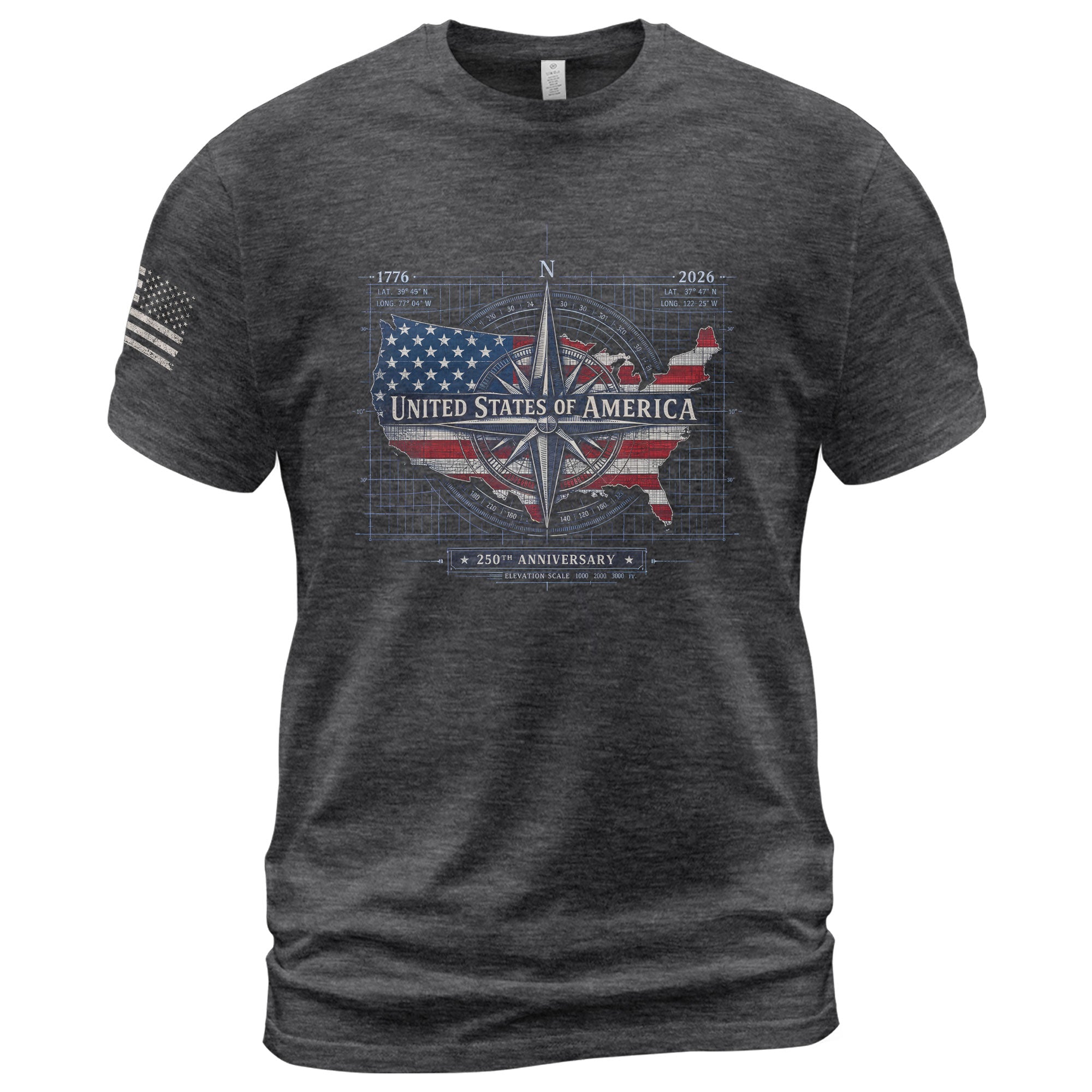 250th Anniversary USA Shirt 1776-2026 – Patriotic US Flag Freedom Tee, American Birthday Mens T-Shirt