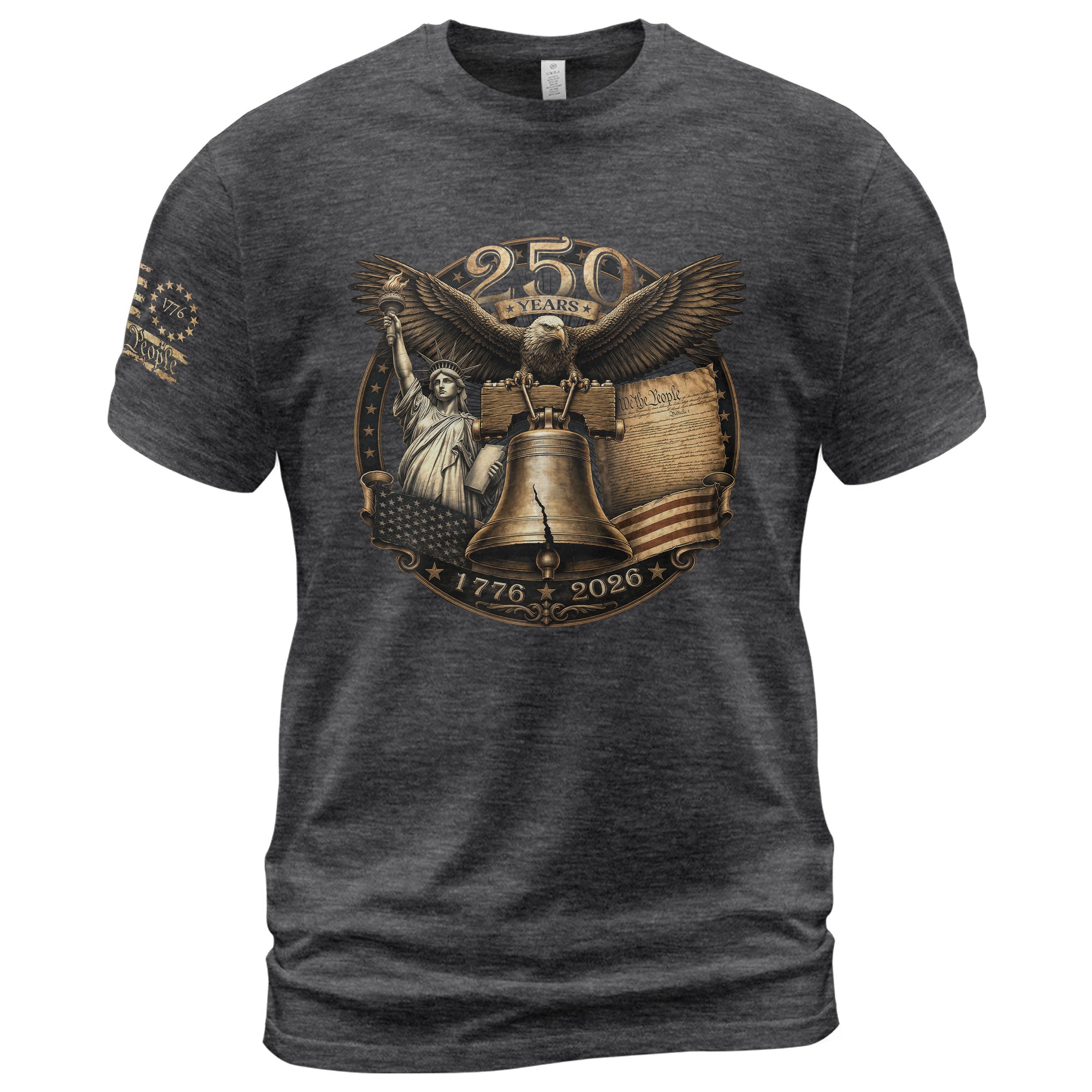 Liberty Bell Statue of Liberty T-Shirt - Patriotic 250 Years Heritage Tee