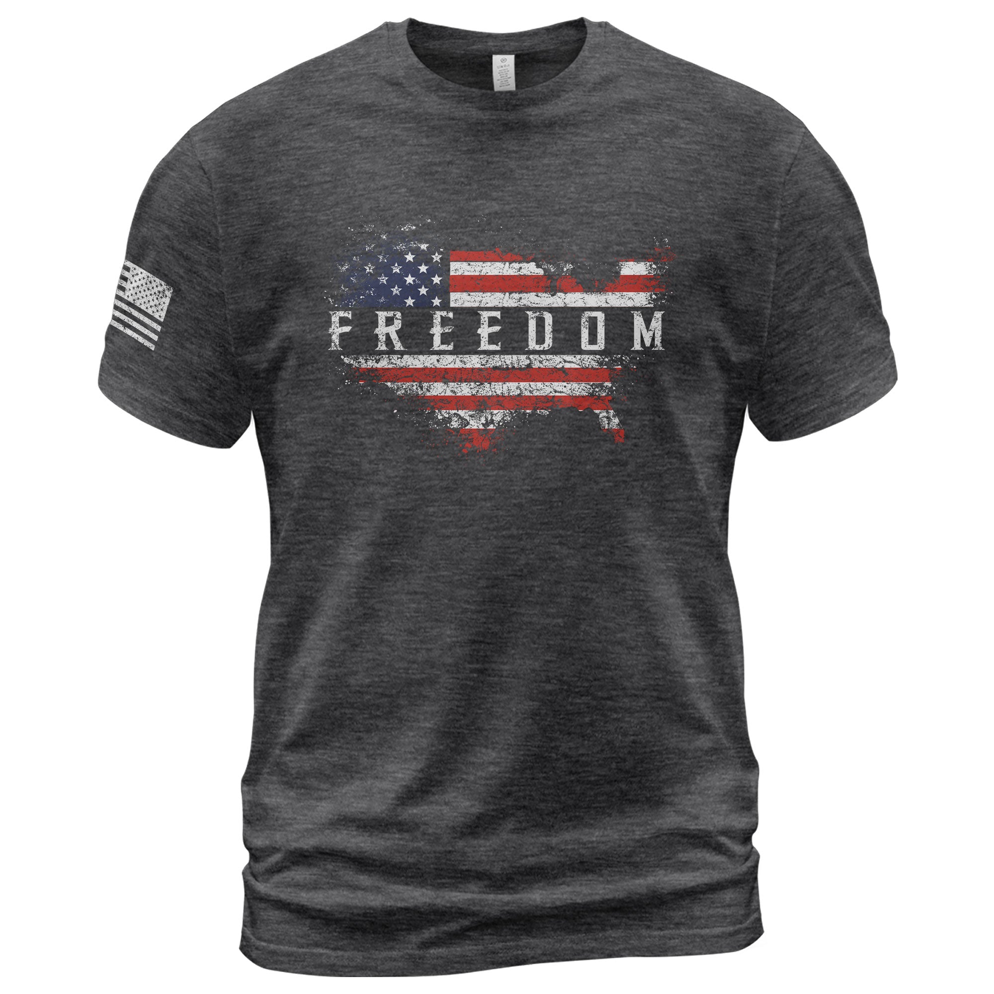 Freedom 2D Shirt USA Map American Flag Patriotic Graphic Vintage Tee