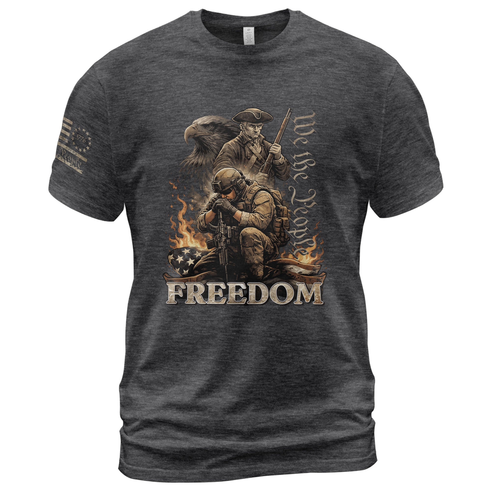Freedom 2D T-Shirt We The People Military Veteran Patriotic Eagle Flag Men Women Tee Shirt