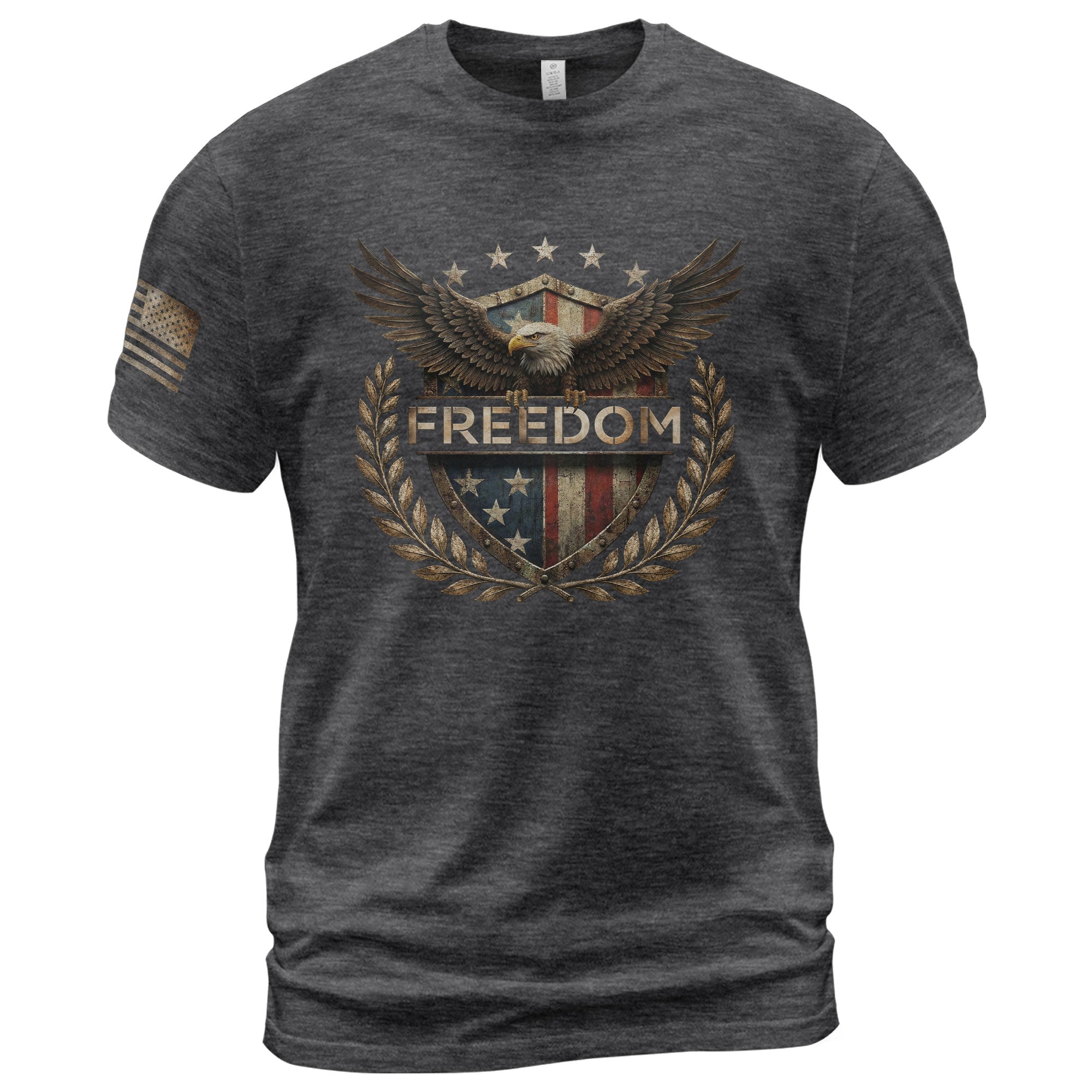 Patriotic Freedom 2D Shirt American Flag Shield & Eagle Graphic Tee
