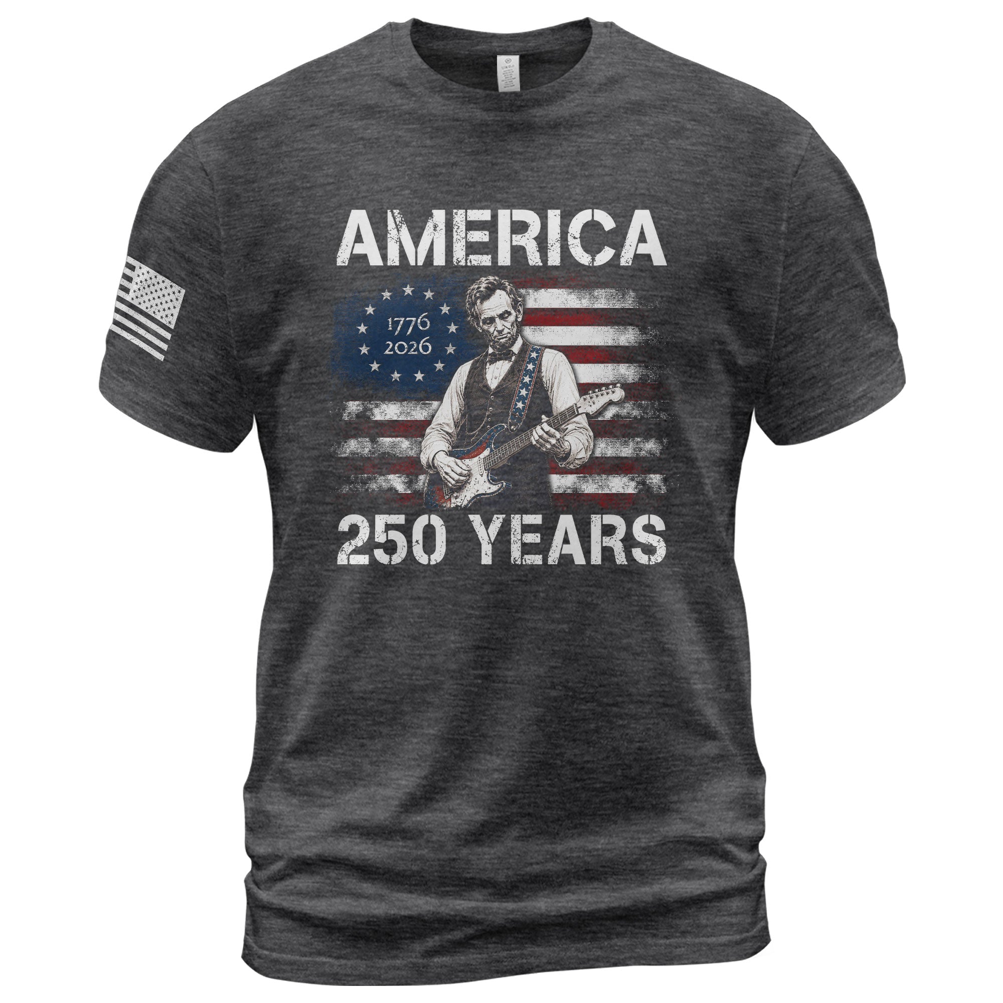Vintage 1776 2026 Shirt Abraham Lincoln Playing Guitar US Flag Patriotic
