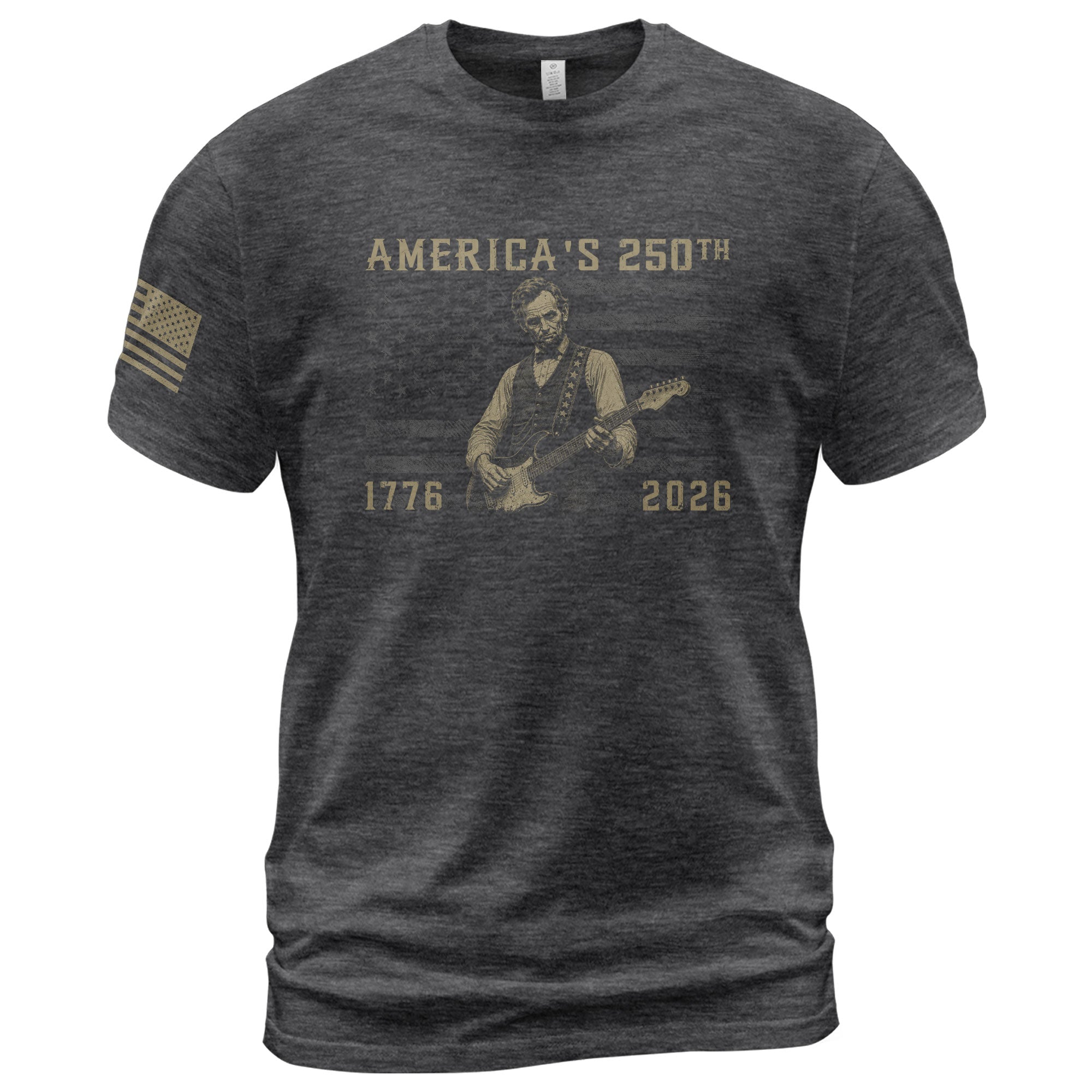 America’s 250th Anniversary Patriotic US Flag Shirt Vintage Abraham Lincoln Guitar Tee
