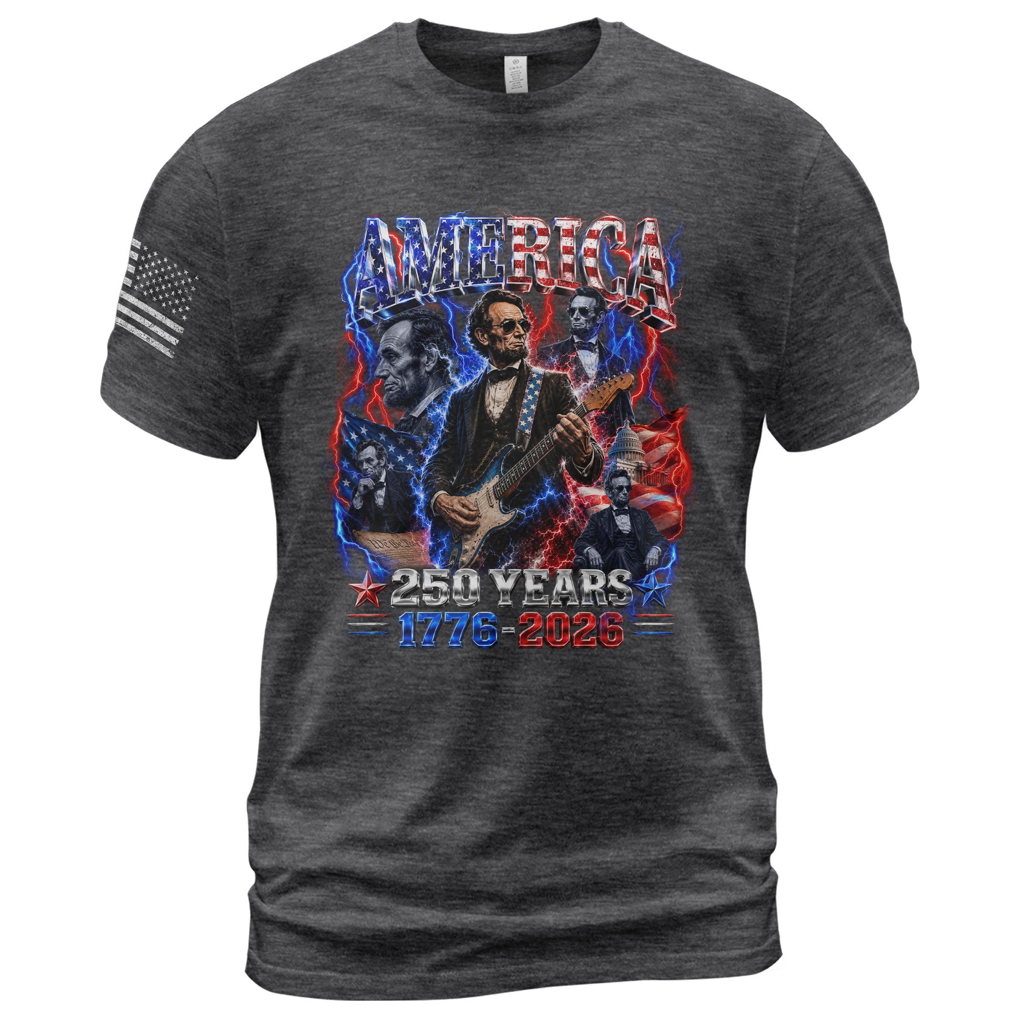 Abraham Lincoln Guitar Shirt Patriotic 1776 2026 American Pride Tee