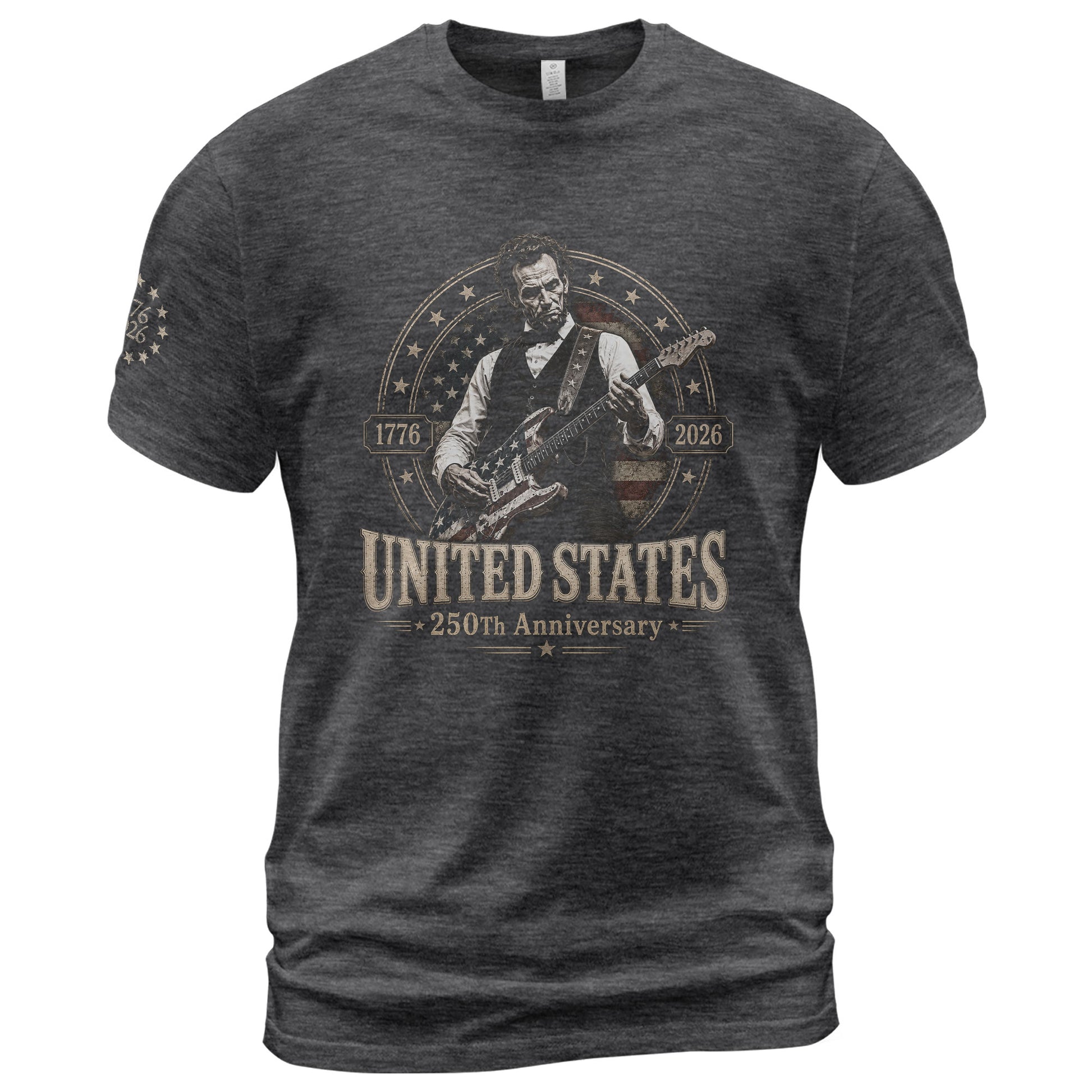 Mens T Shirt Patriotic 250 Years 1776-2026 Abraham Lincoln Star Badge Graphic Tee - Rust Field Wear