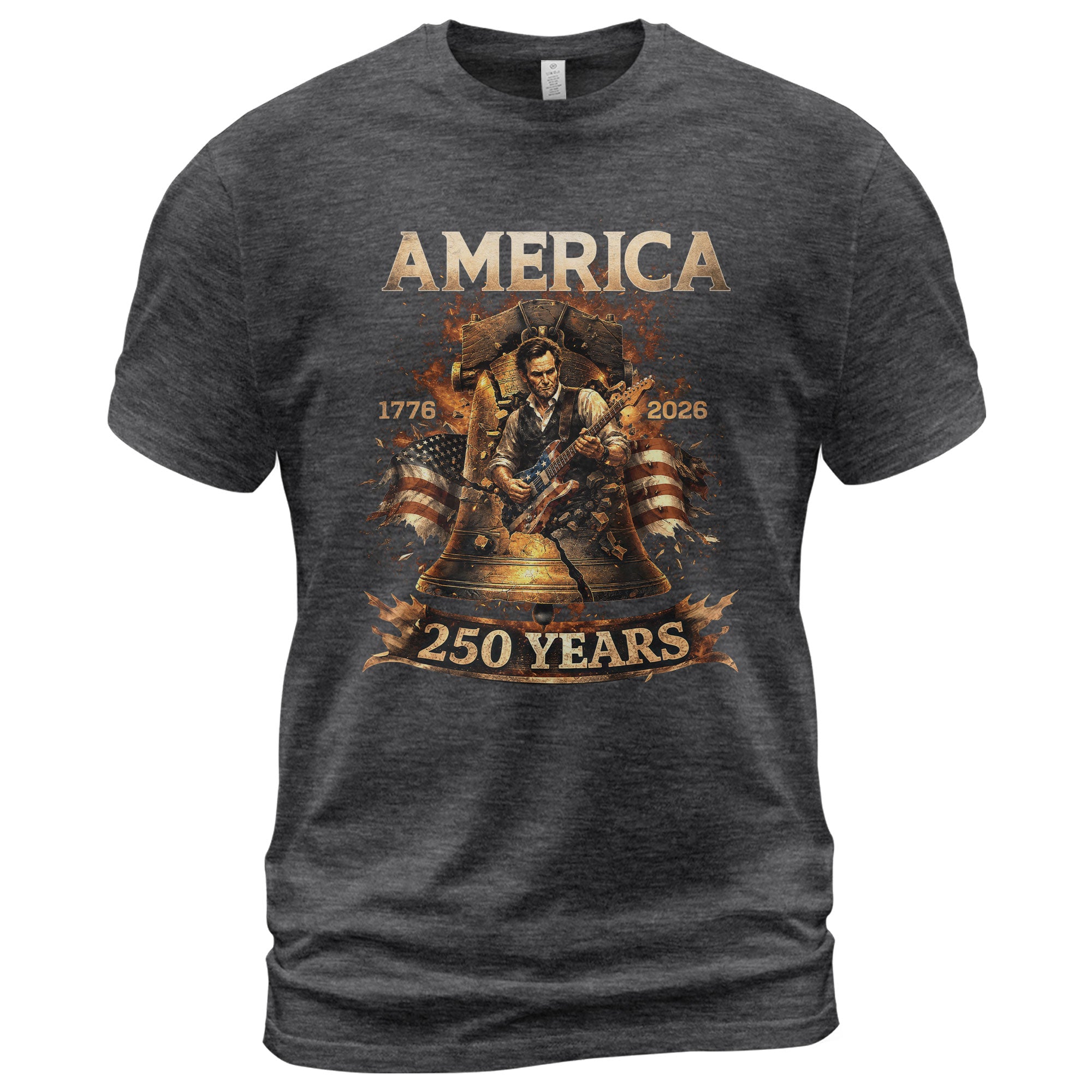 Liberty Bell Guitar Patriotic T-Shirt - Vintage 1776 2026 Historical Graphic Tee