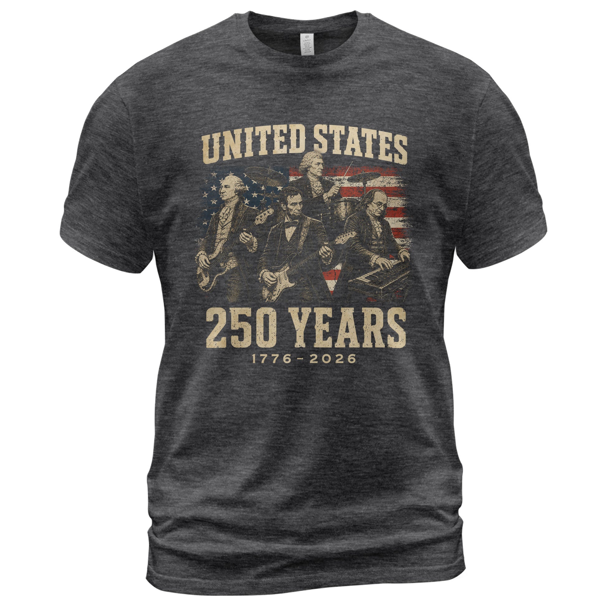 Founding Fathers Presidents Rock Band T-Shirt 250 Years Vintage 1776-2026 Patriotic - Rust Field Wear