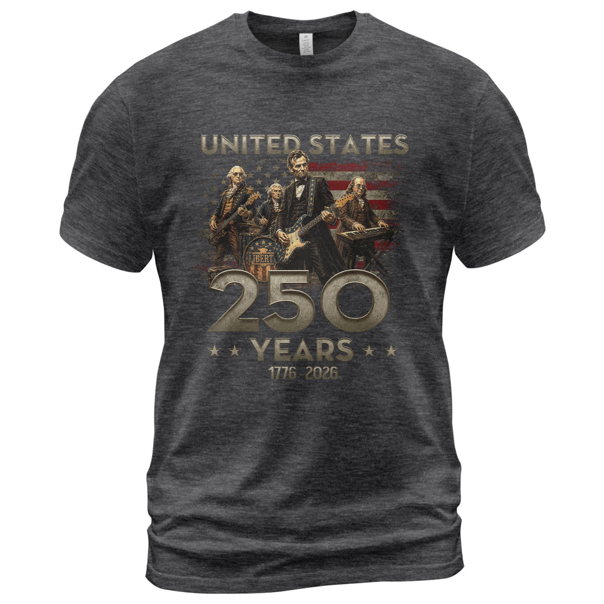 1776-2026 Presidents Band Graphic T Shirt - Lincoln Patriotic Unisex Summer Tee - Rust Field Wear
